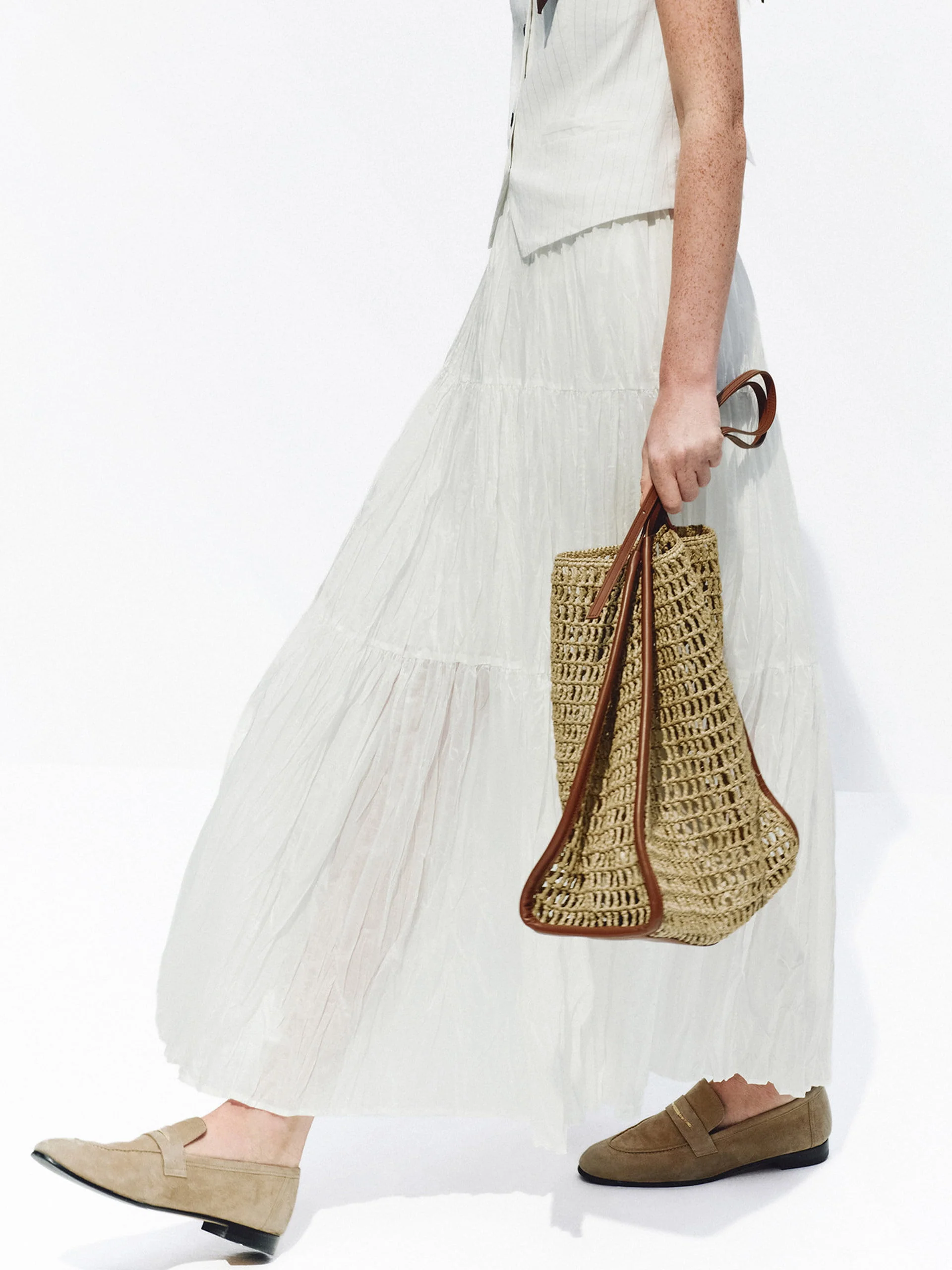 Tiered Elastic Waist Maxi Skirt - Image 7