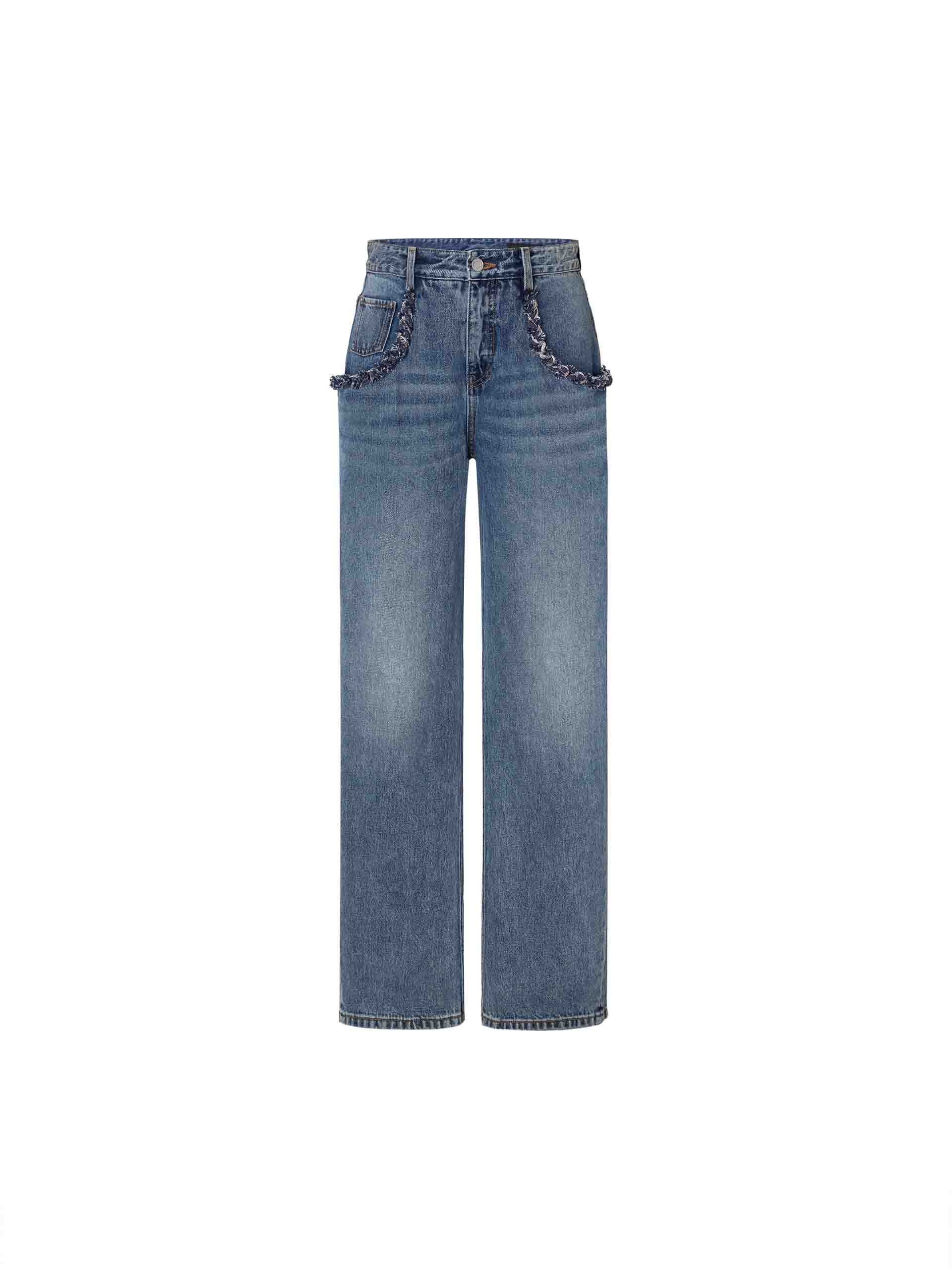 Trim Detail Straight Jeans - Image 5