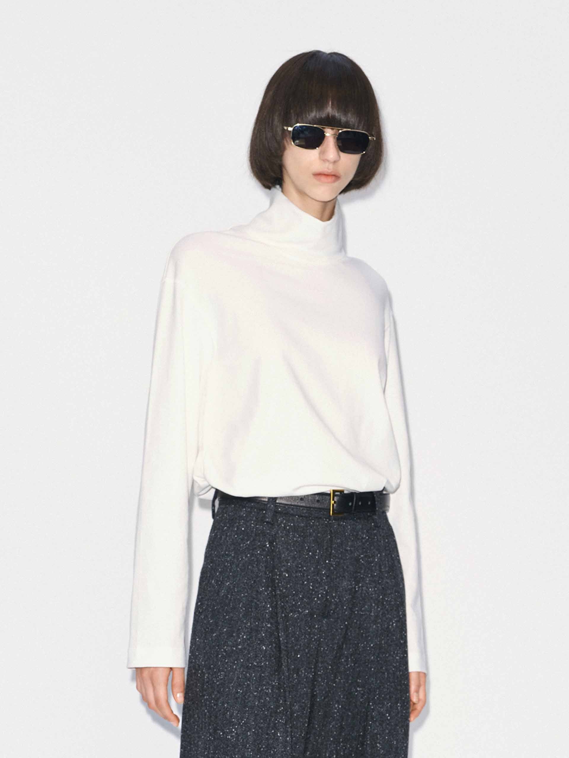 Turtleneck Pure Cotton T-shirt - Image 7
