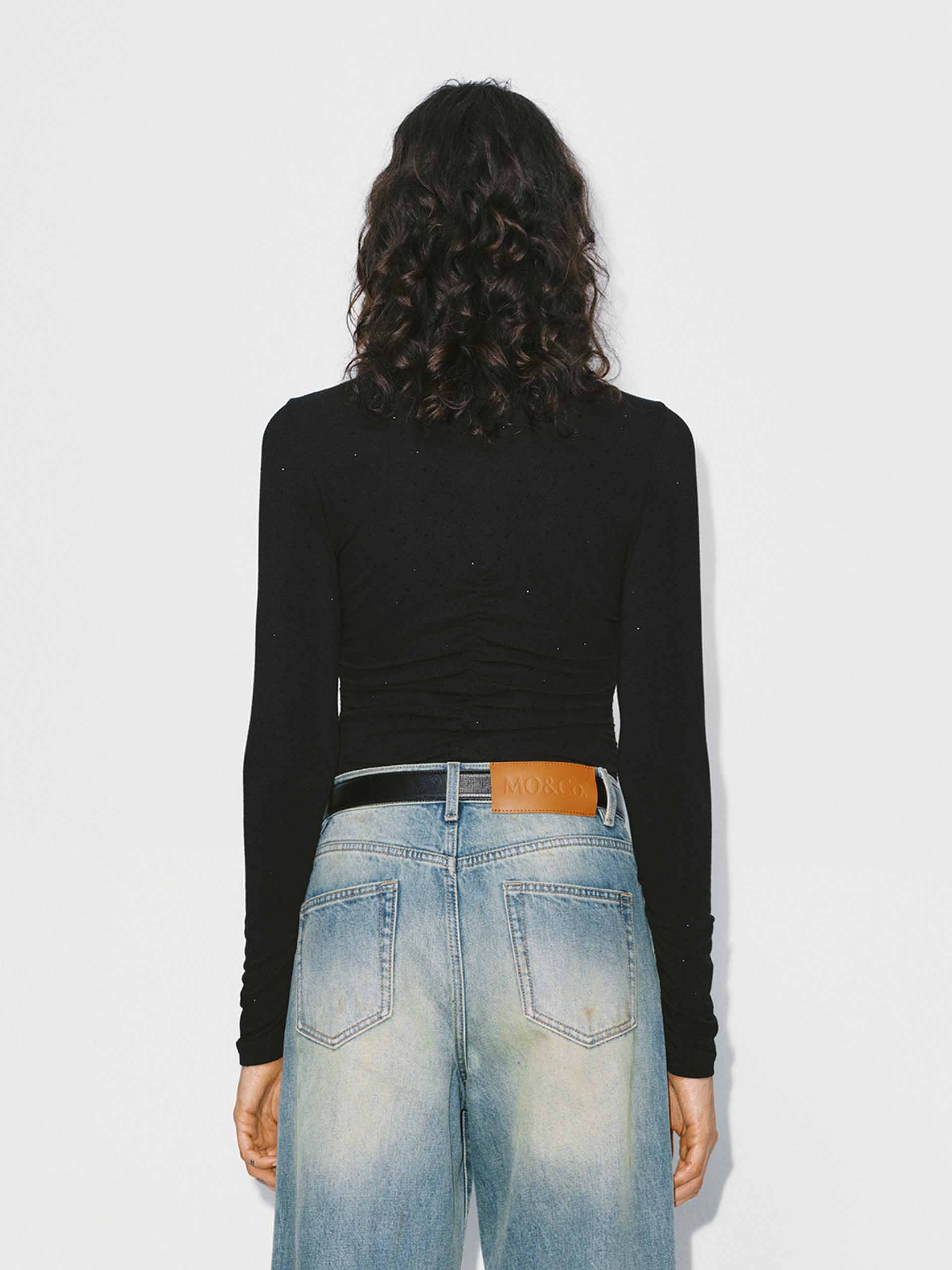 Turtleneck Rhinestone Blouse - Image 6