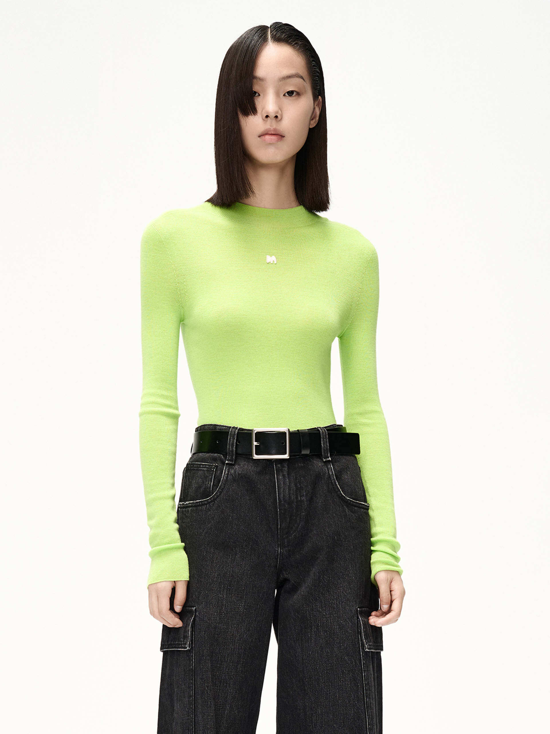 Stand Collar Wool Knitted Top - Image 12
