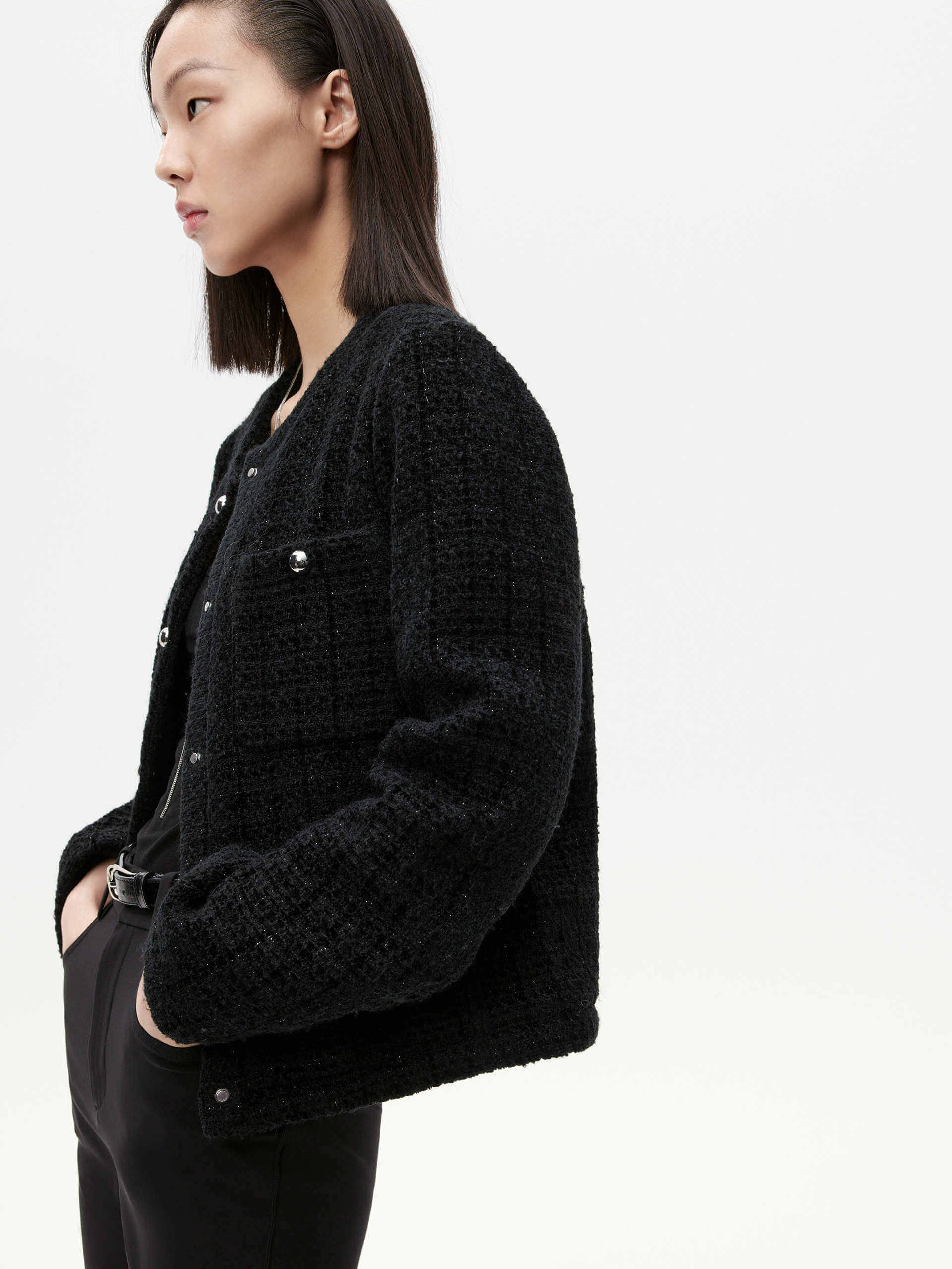 Tweed Quilted Down Jacket - Image 3