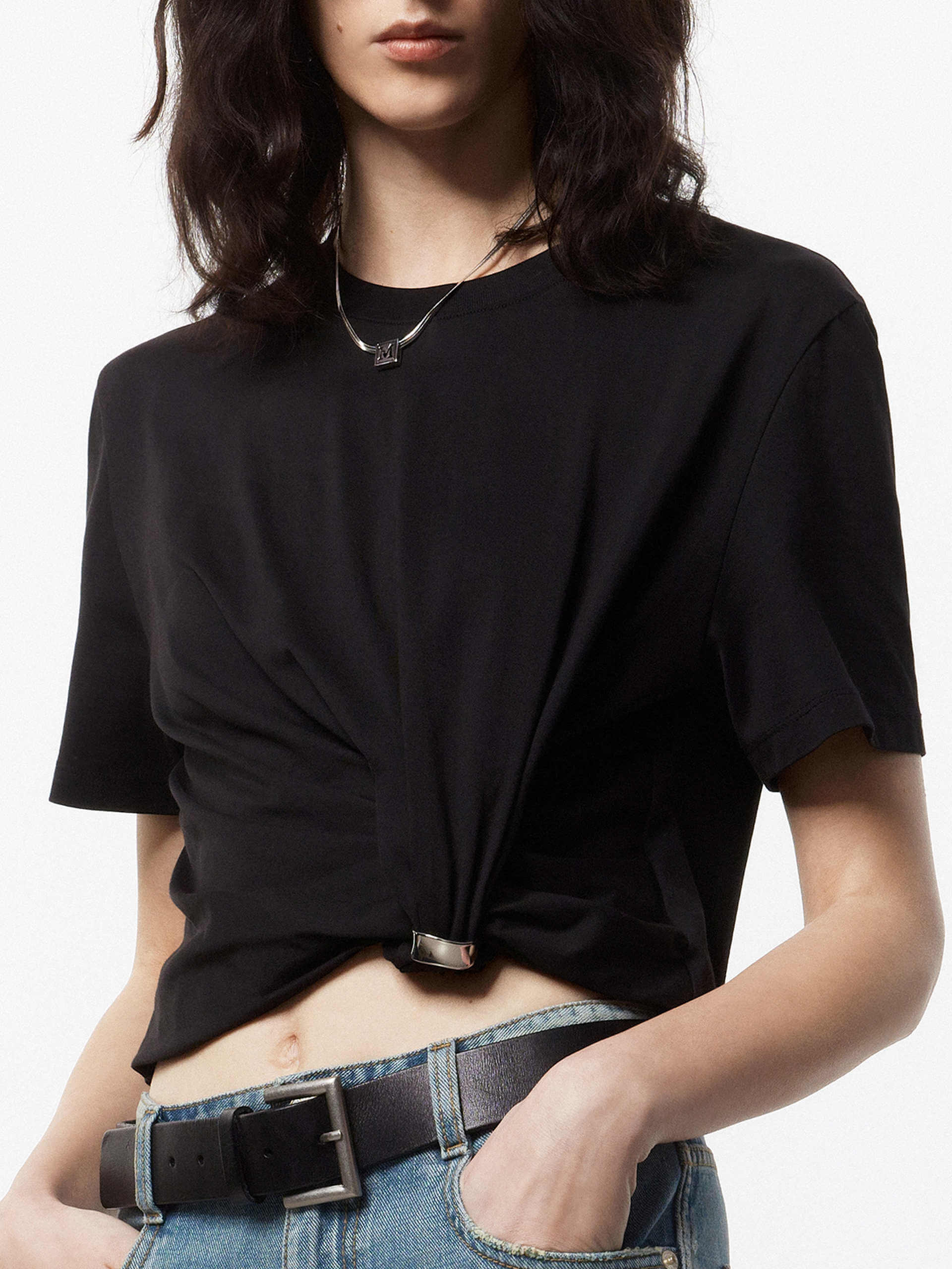 Twist Detail Cotton T-shirt - Image 6