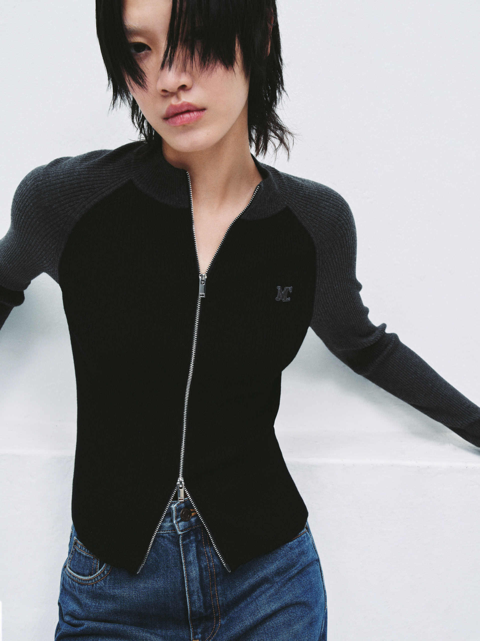 Two Tone Knit Cardigan - Image 7