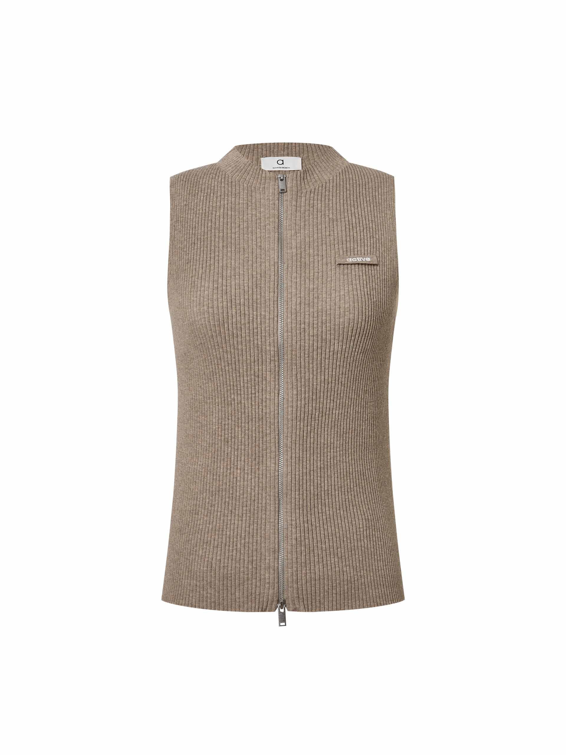 Two-Way Zip Sleeveless Cardigan - Image 5