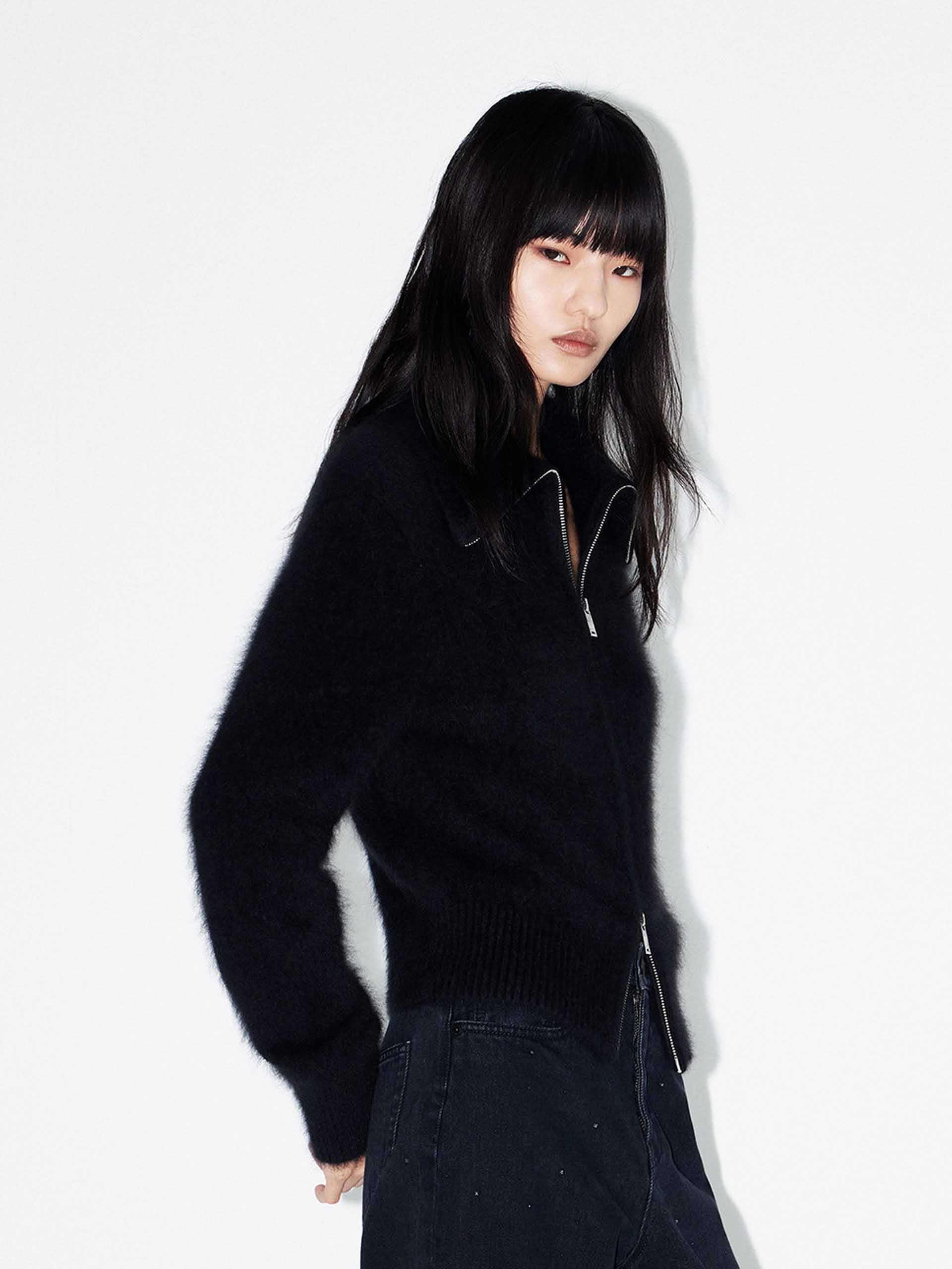 Two-way Zipper Fuzzy Cardigan - Image 8