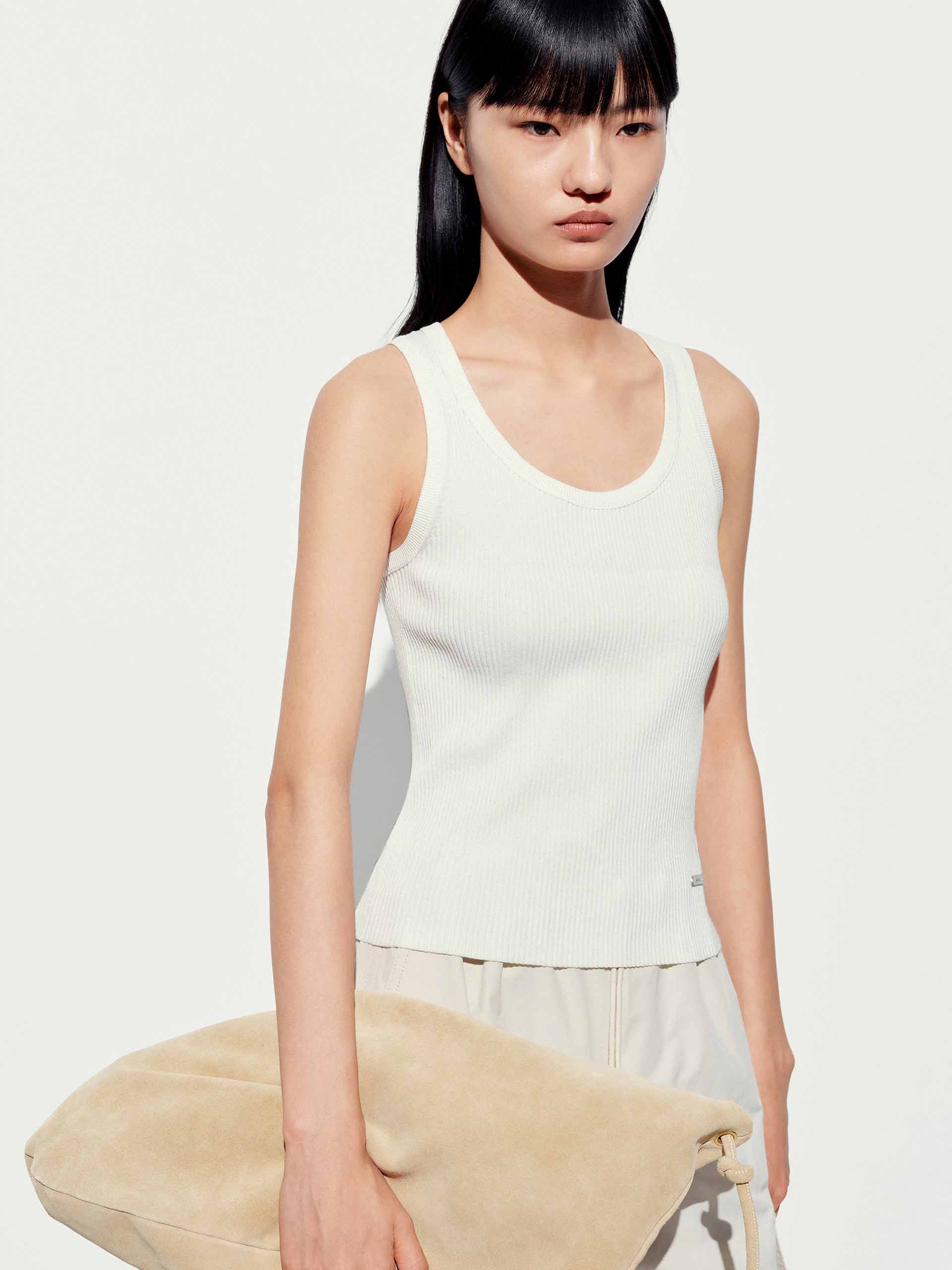 U-neck Cotton Blend Top