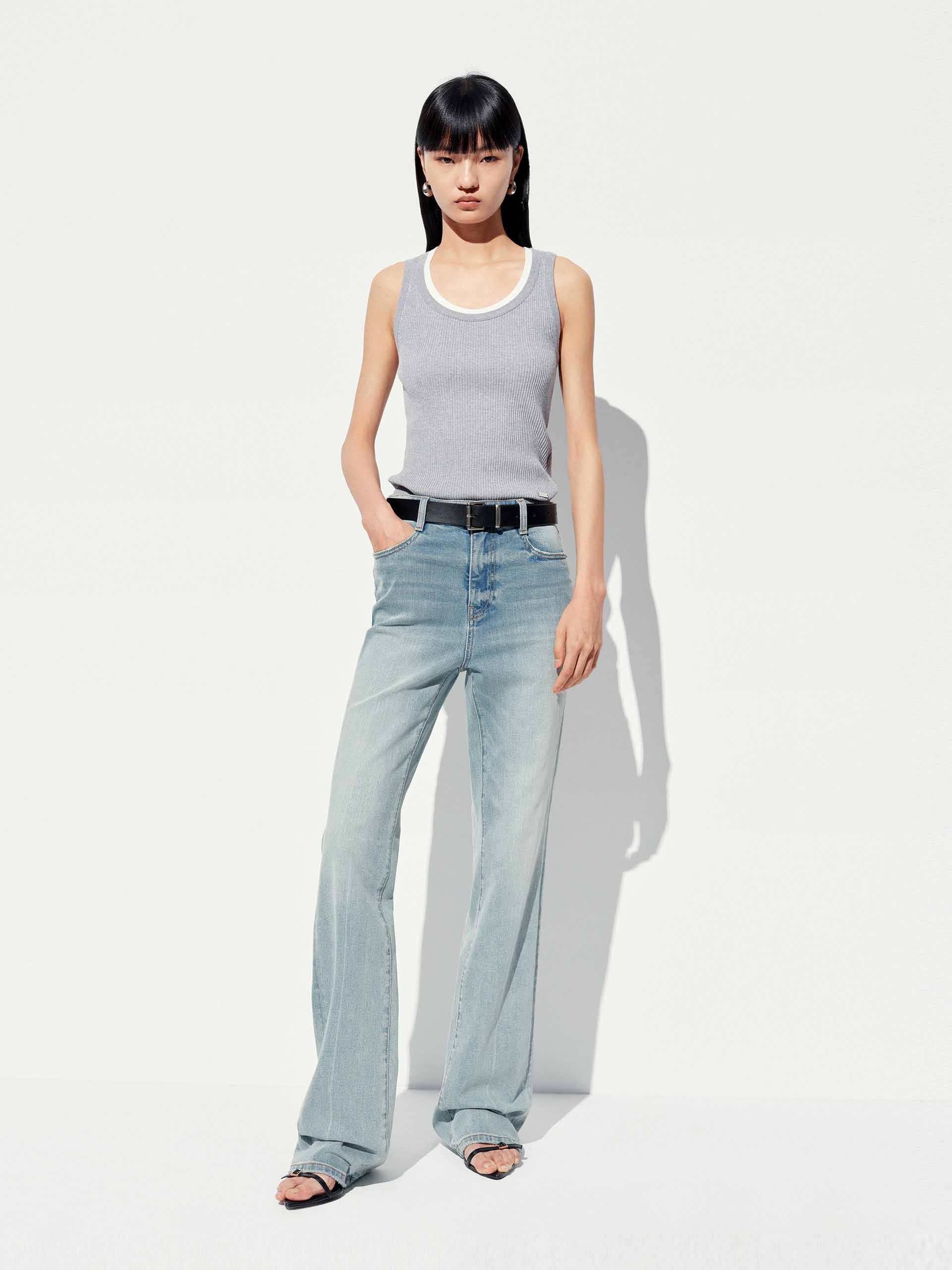 U-neck Cotton Blend Top - Image 17