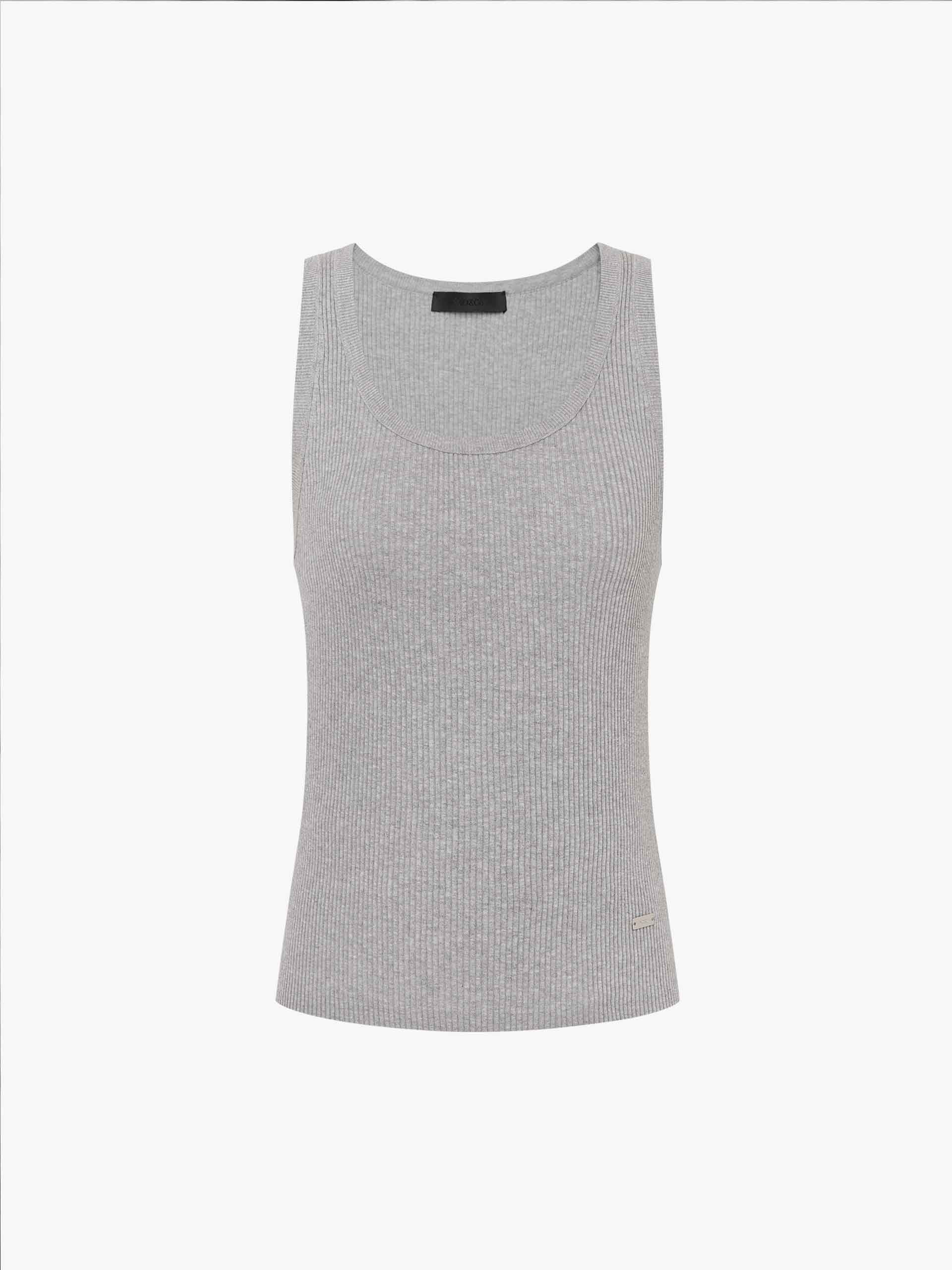 U-neck Cotton Blend Top - Image 19