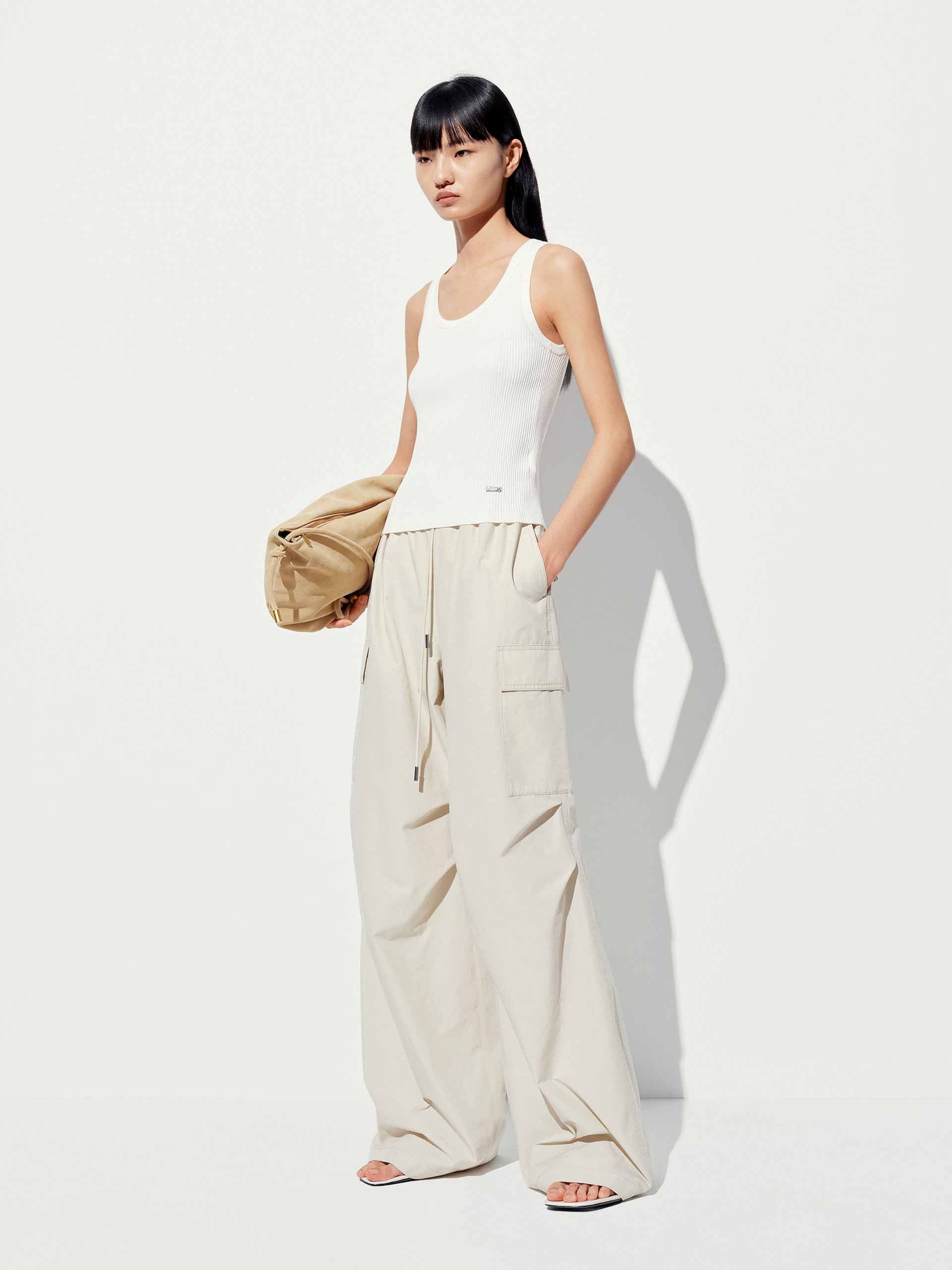 U-neck Cotton Blend Top - Image 2