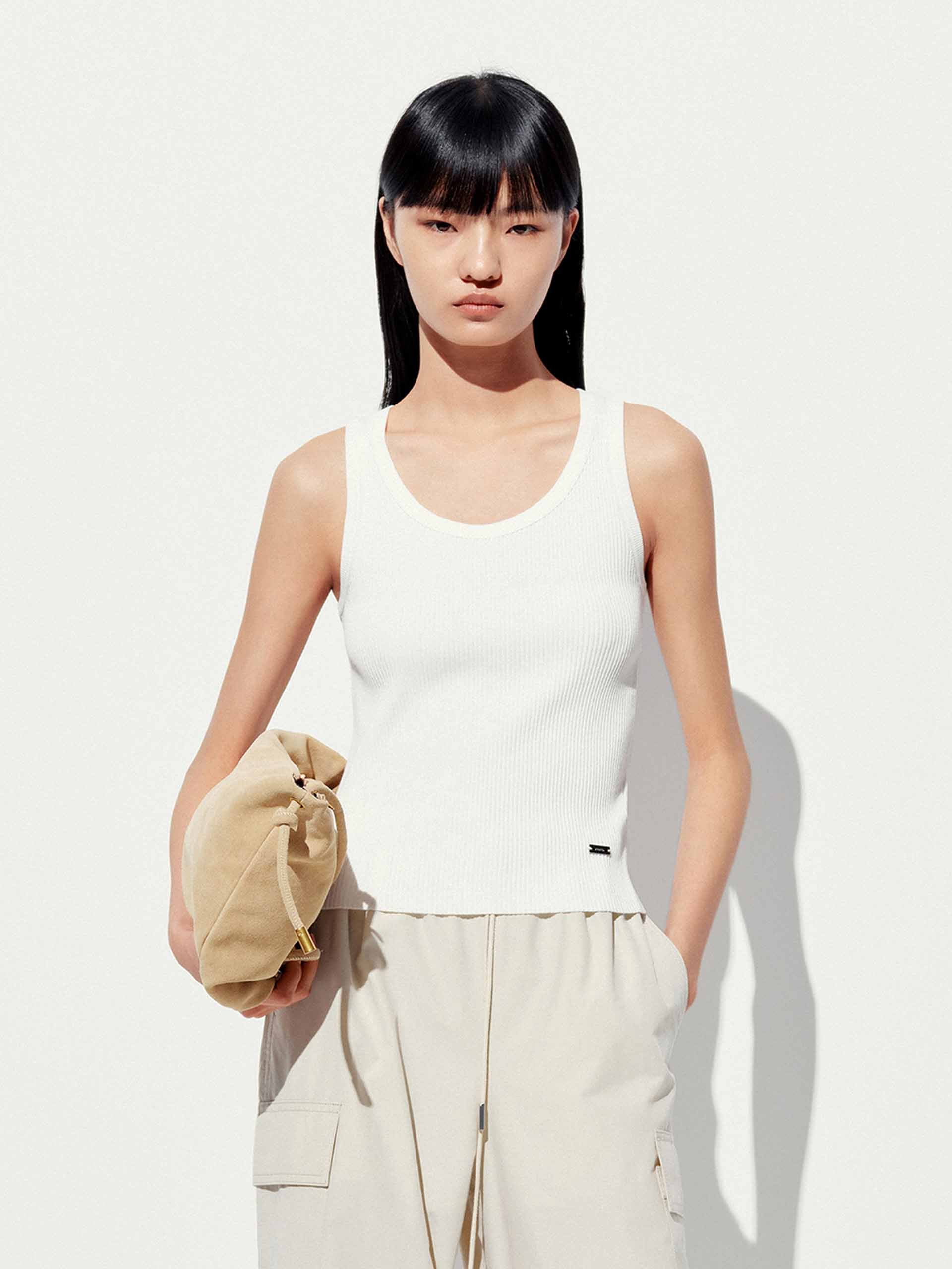 U-neck Cotton Blend Top - Image 6