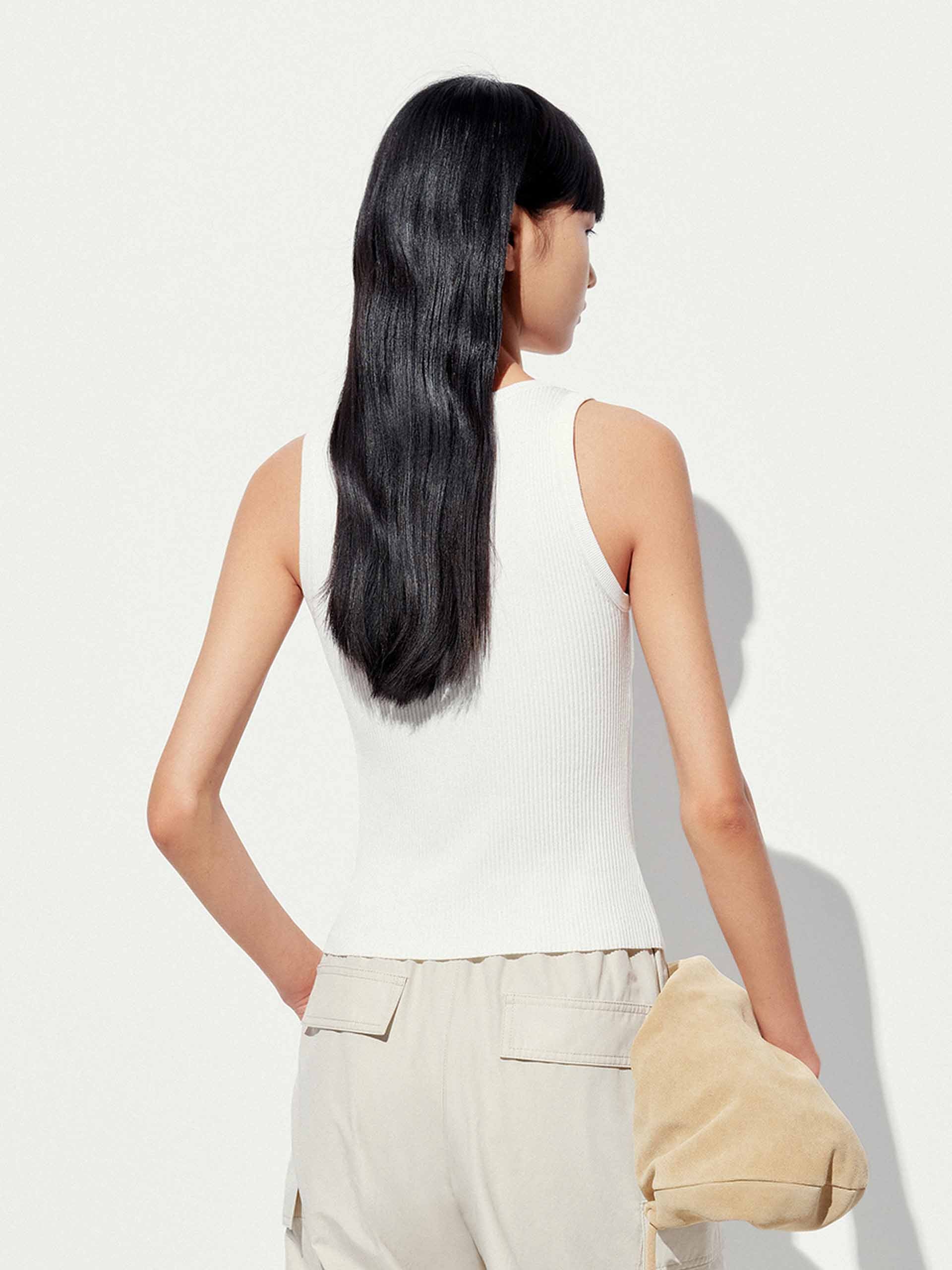 U-neck Cotton Blend Top - Image 7