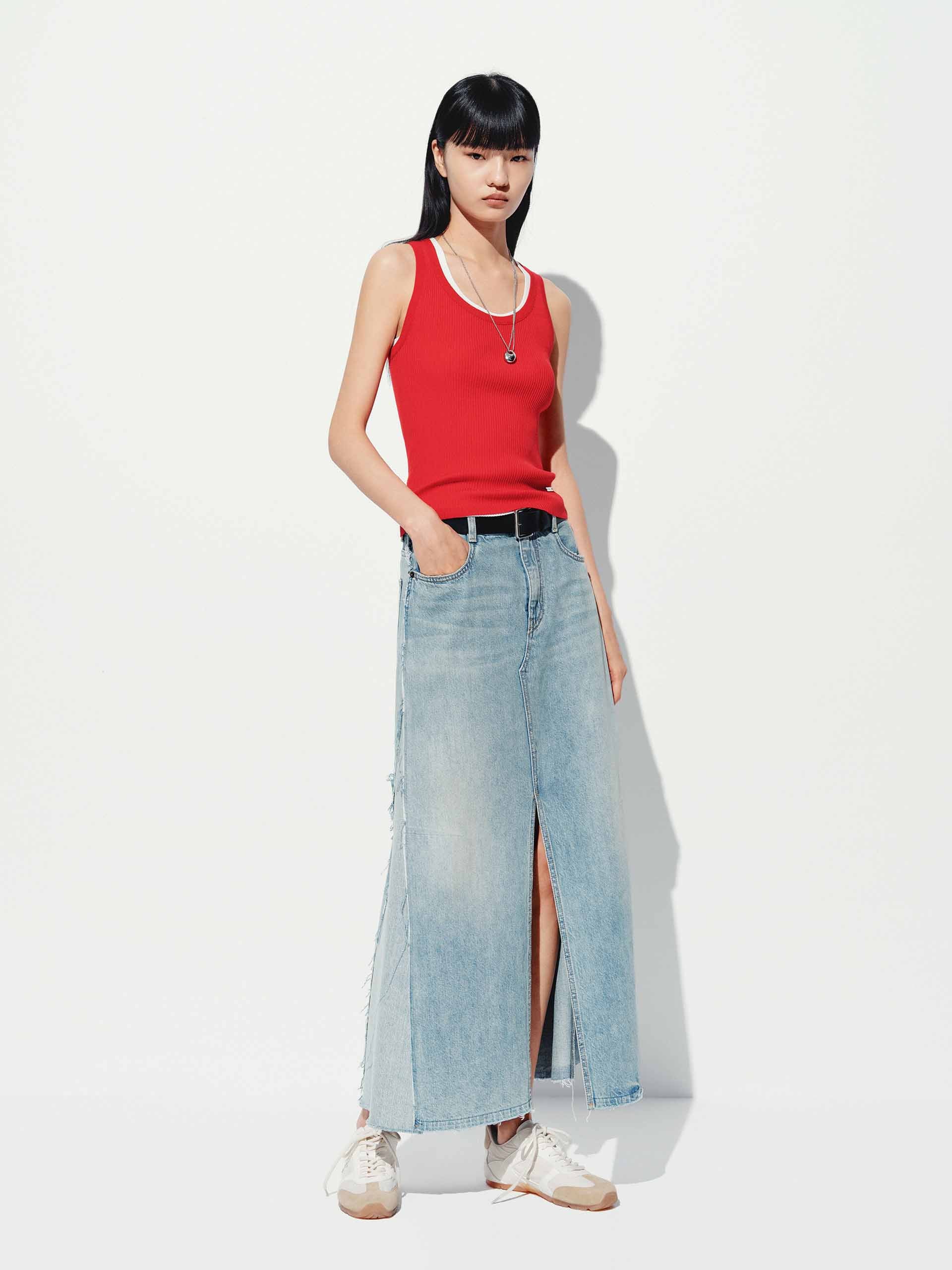 U-neck Cotton Blend Top - Image 9