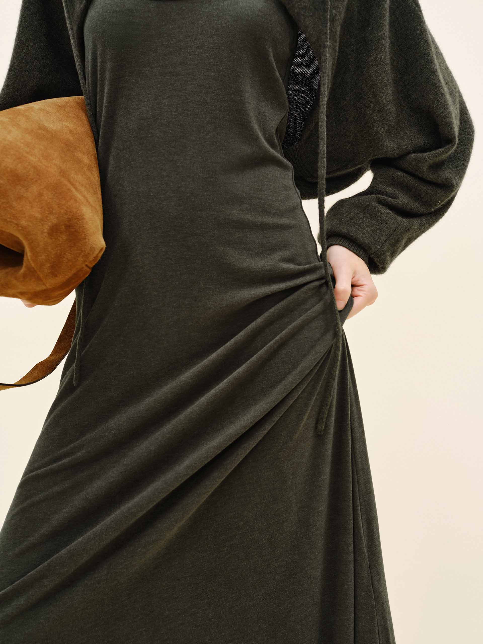 U-neck Dress With Cardigan - Image 8