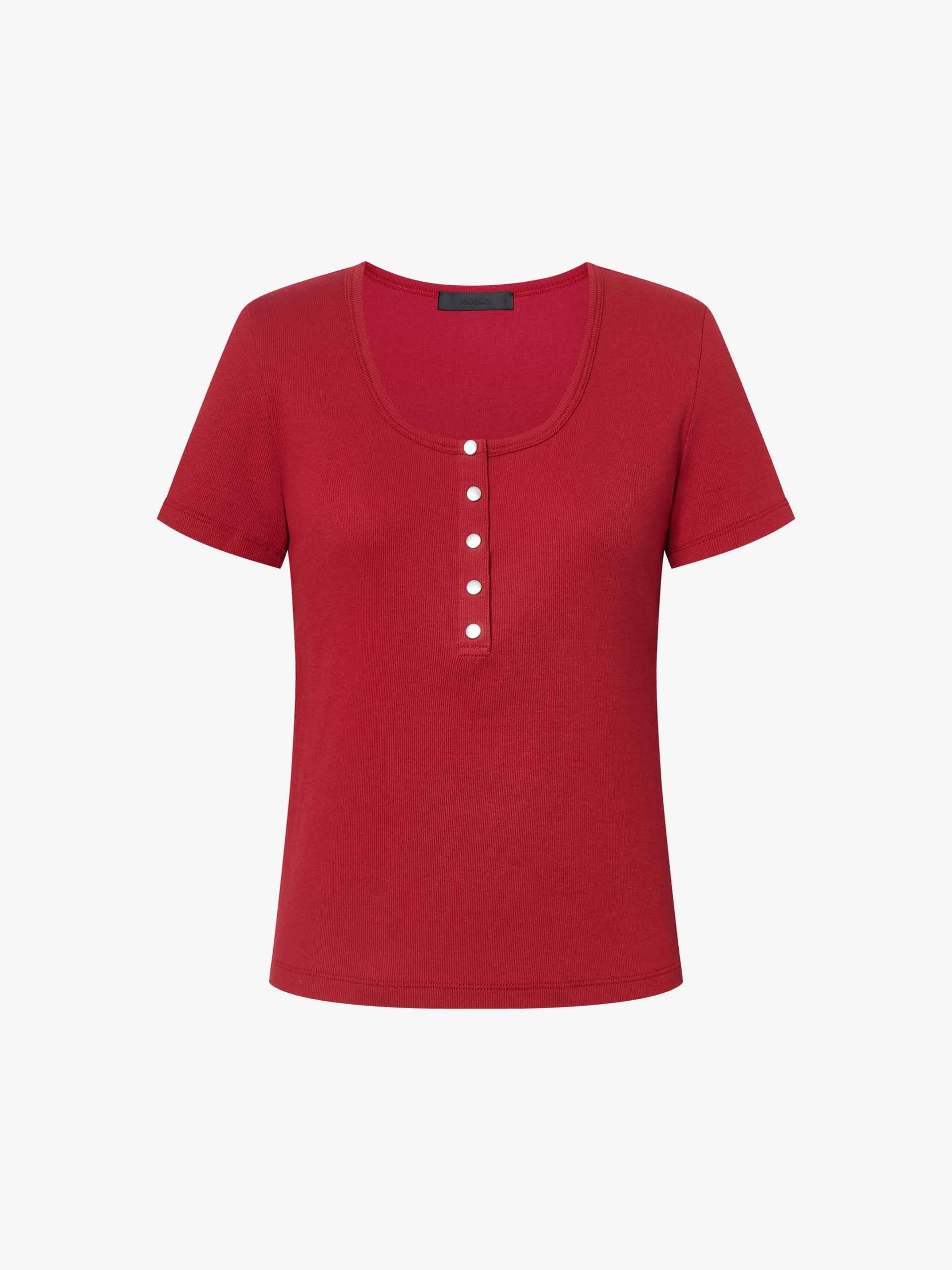 U-Neck Metal Buttons T-Shirt - Image 13