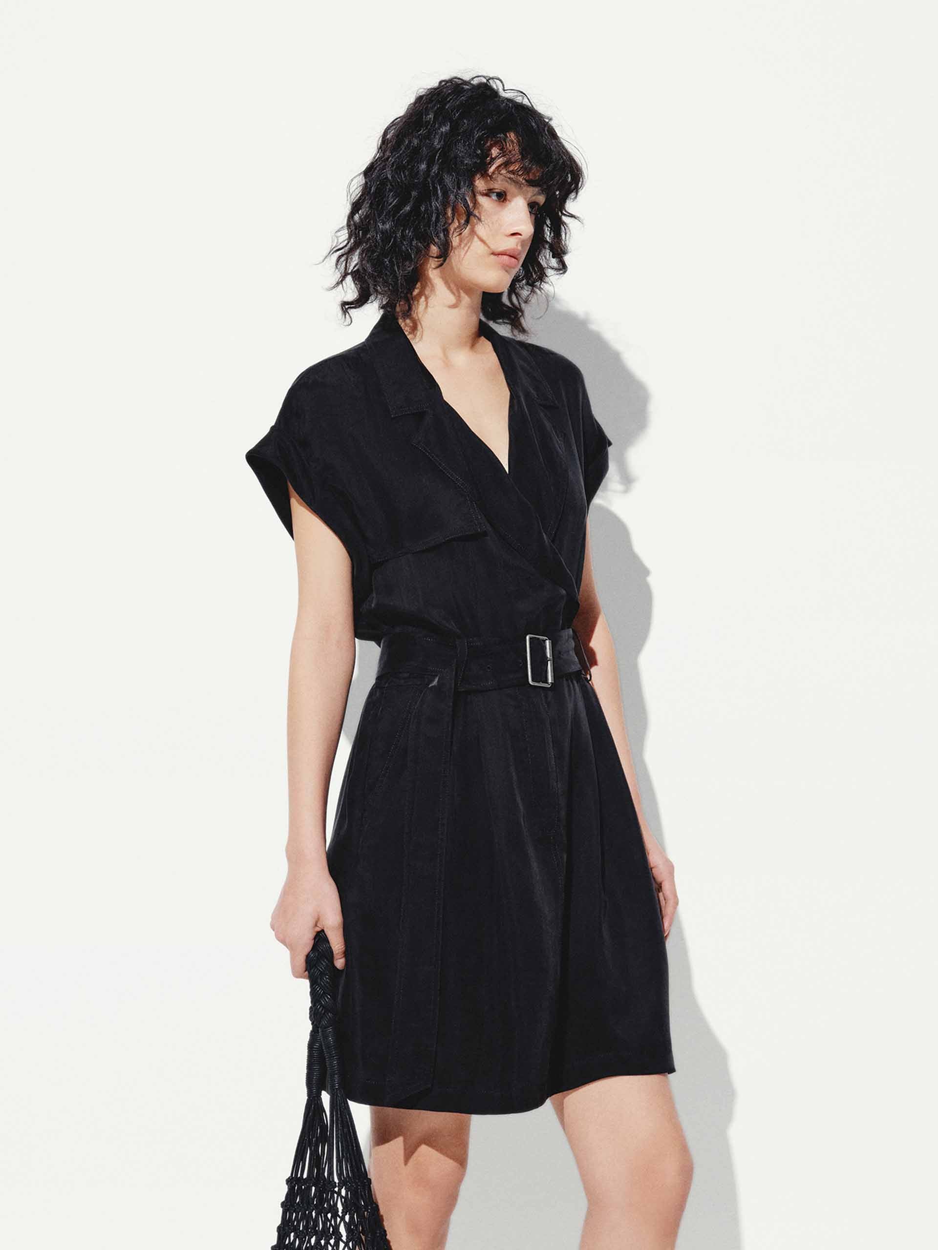 V-neck Black Mini Dress - Image 3