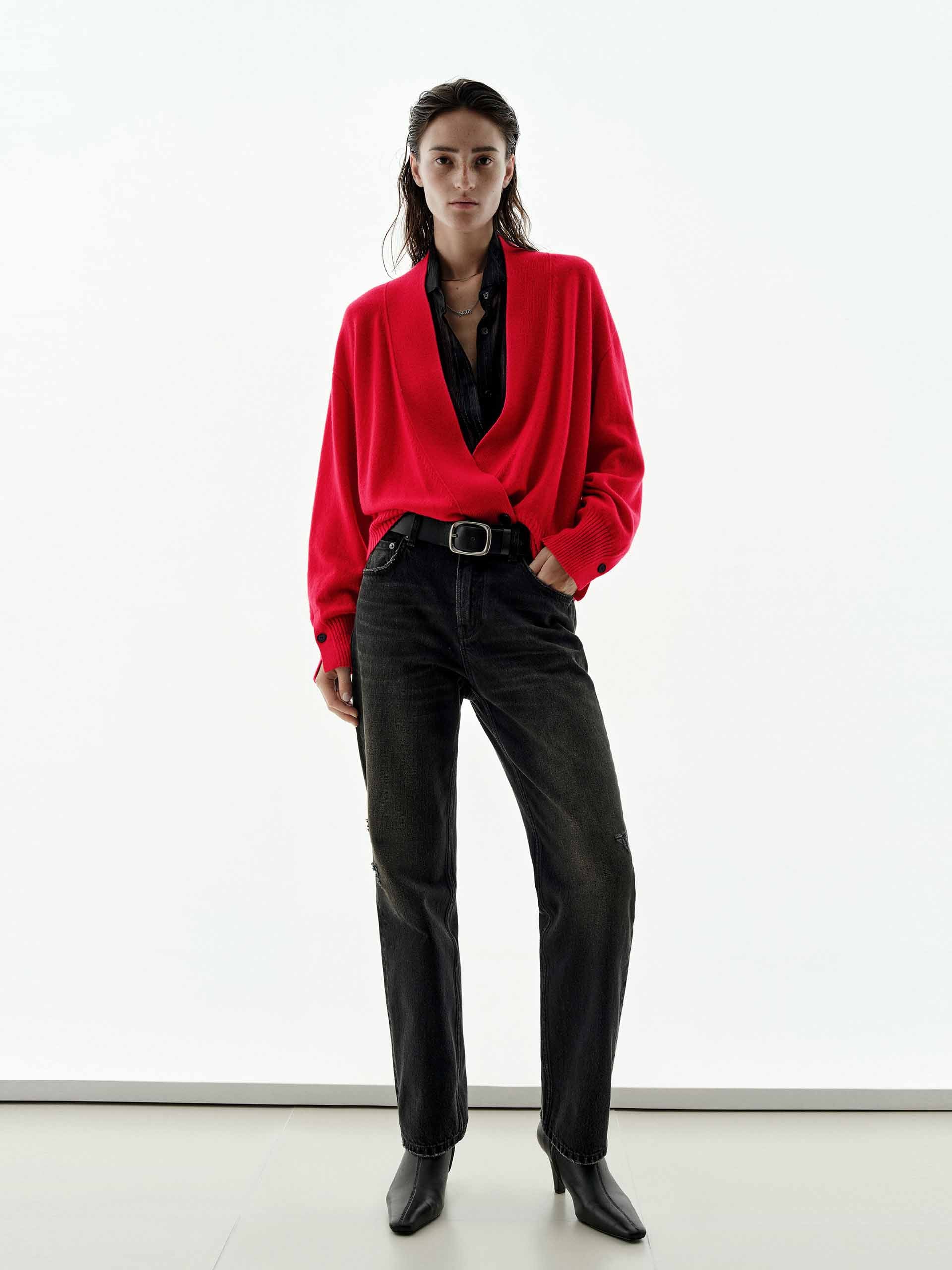V-neck Cashmere Knit Cardigan - Image 2