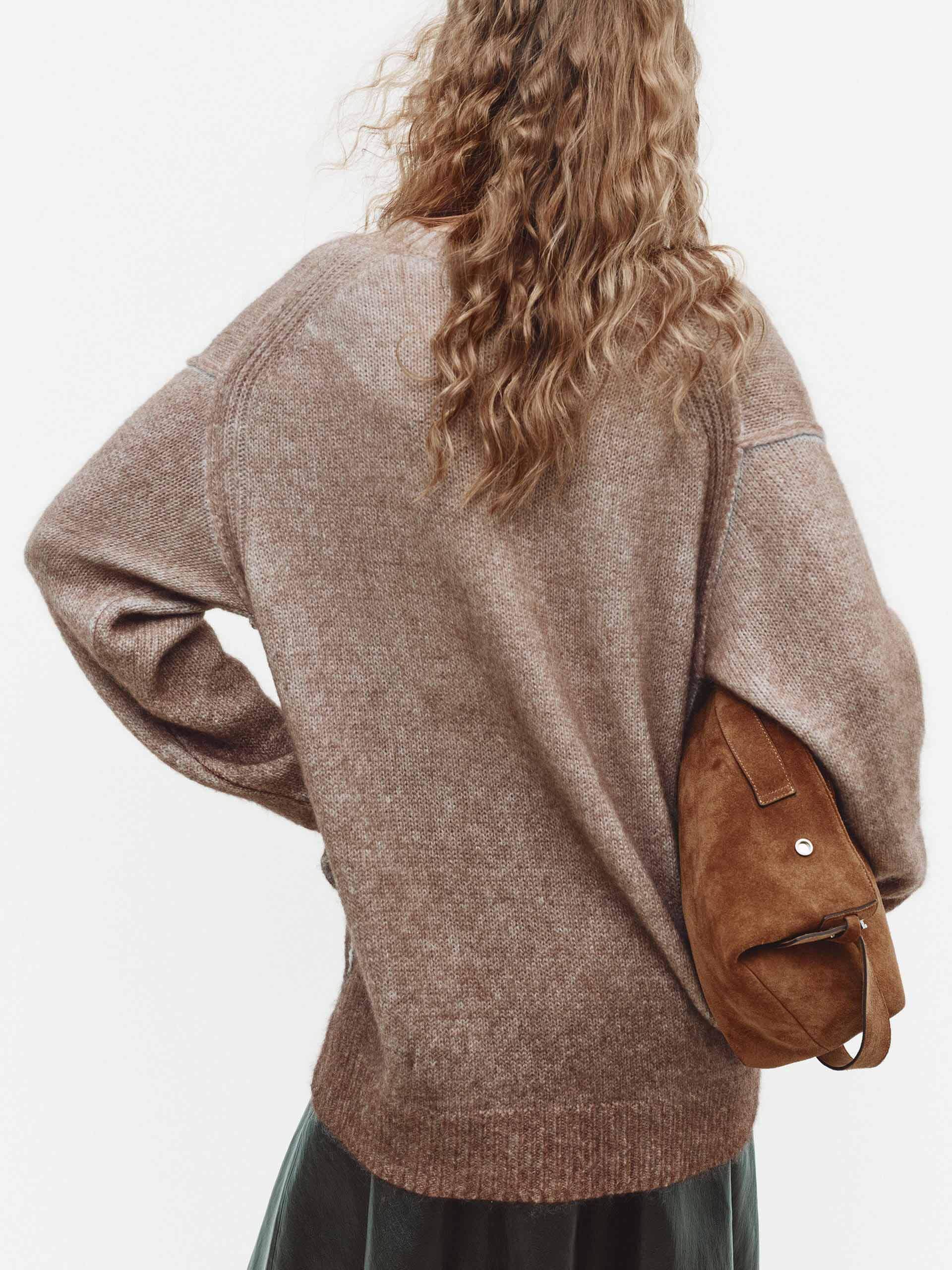 V-neck Distressed Faded Cardigan - Image 4