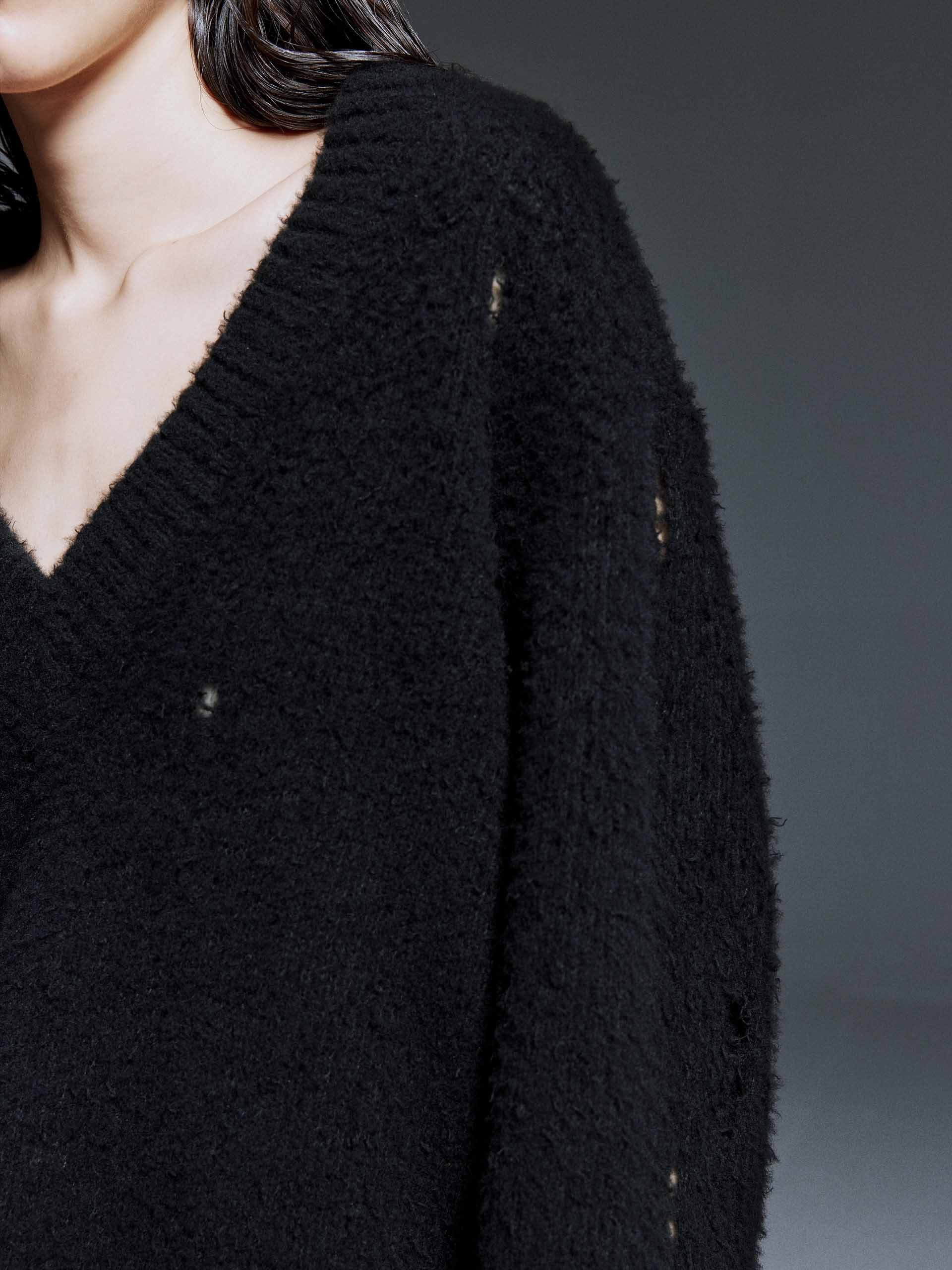 V-neck Distressed Sweater - Image 6