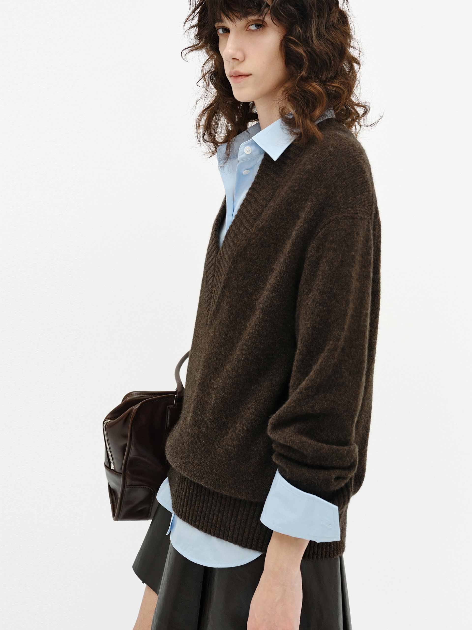 V-neck Fluffy Knit Sweater - Image 15
