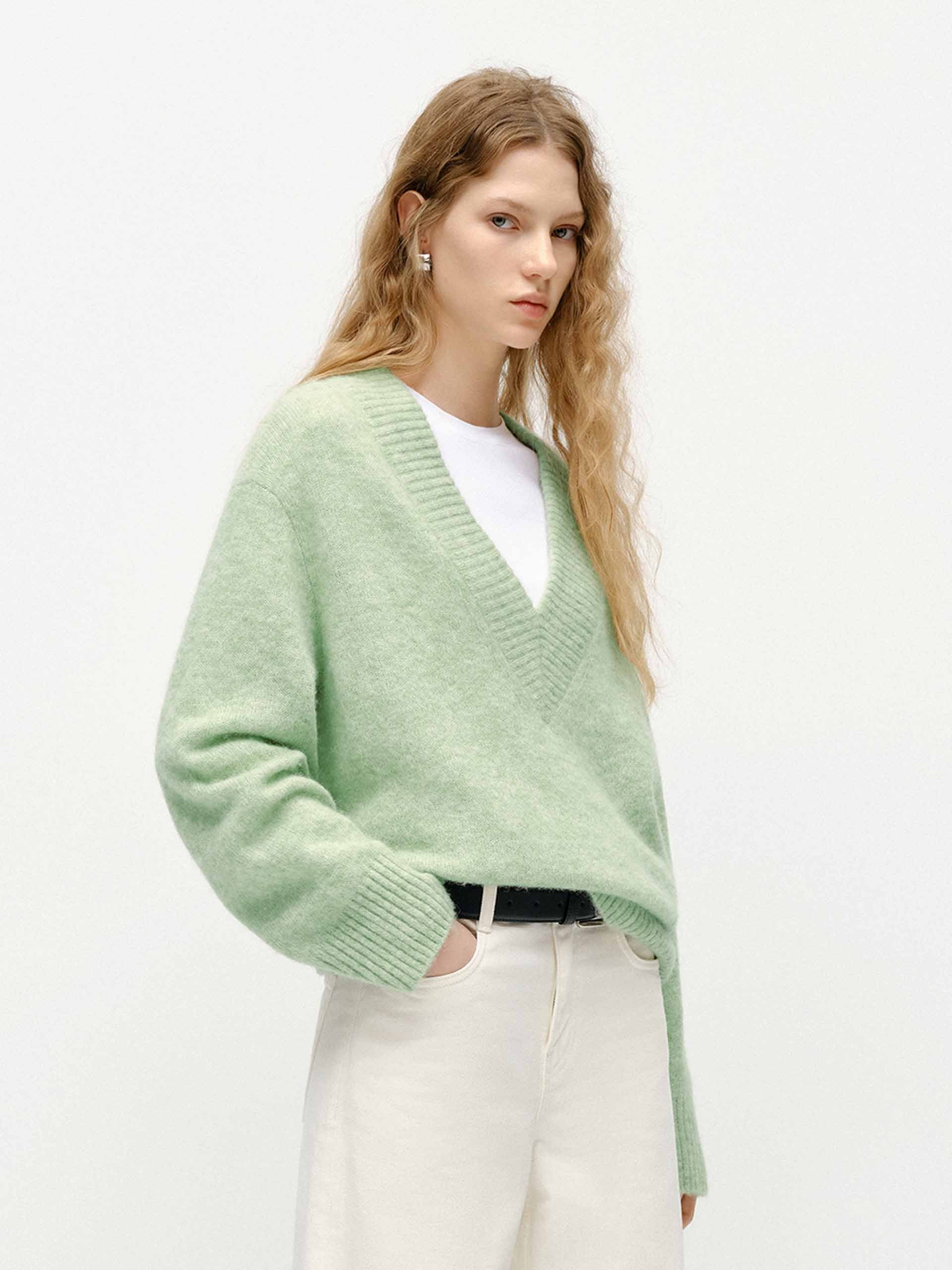 V-neck Fluffy Knit Sweater - Image 8