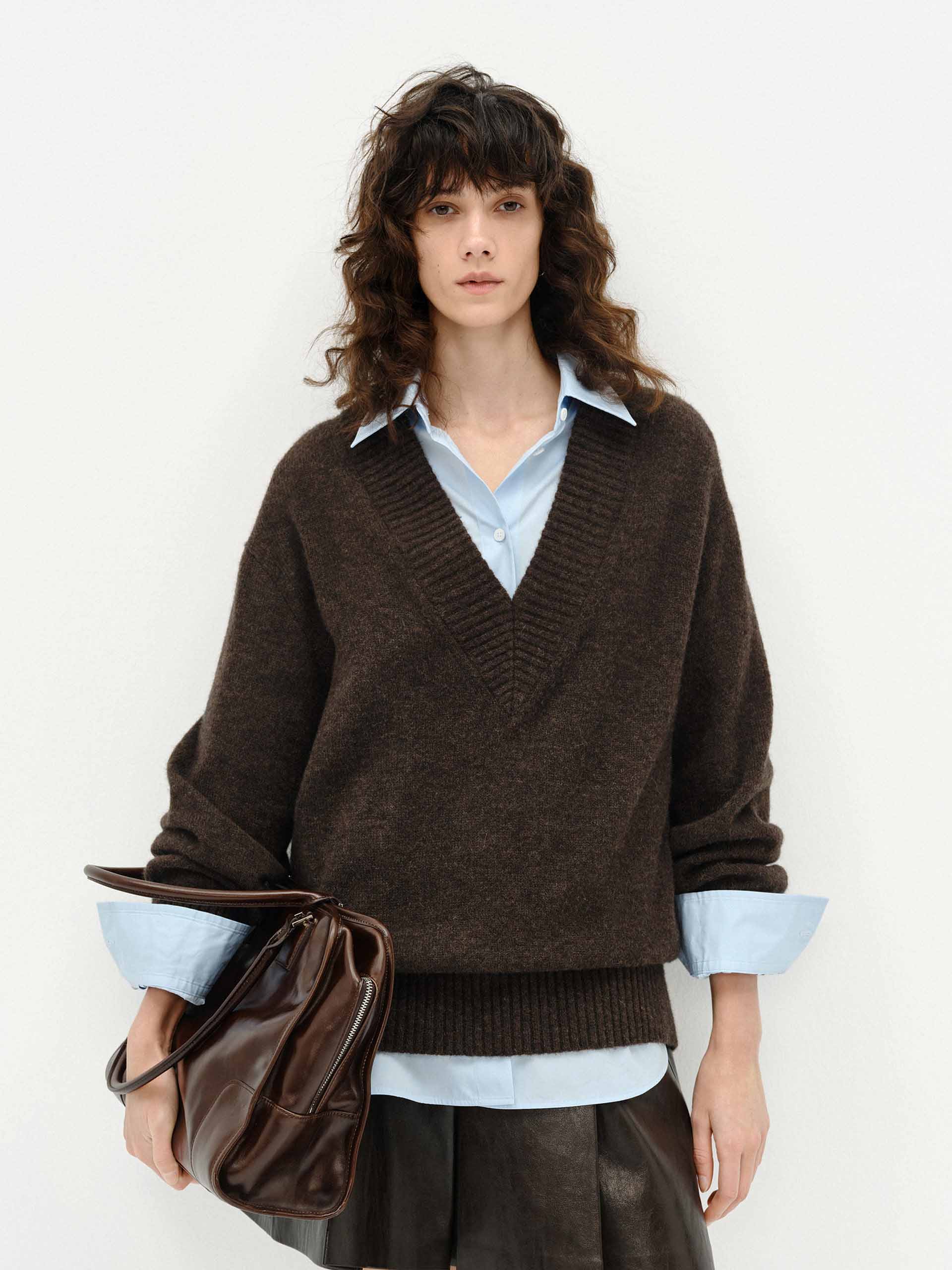 V-neck Fluffy Knit Sweater - Image 9
