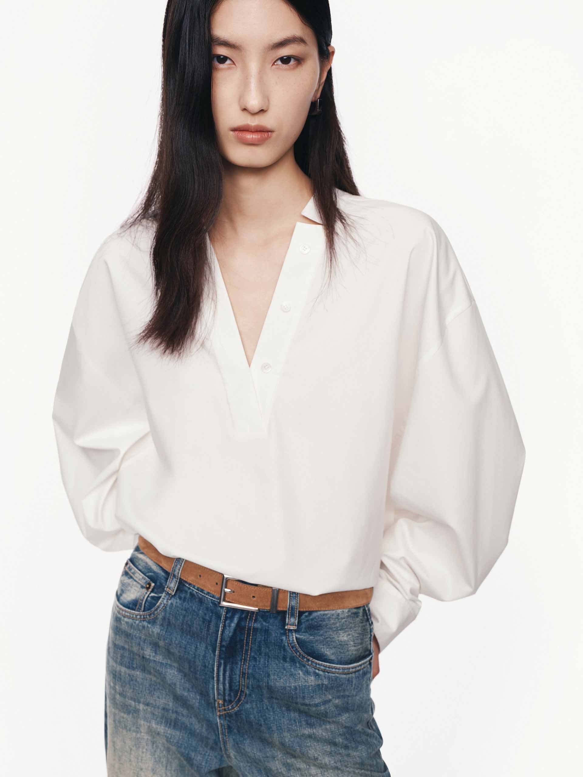 V-neck Long Sleeves Blouse - Image 3