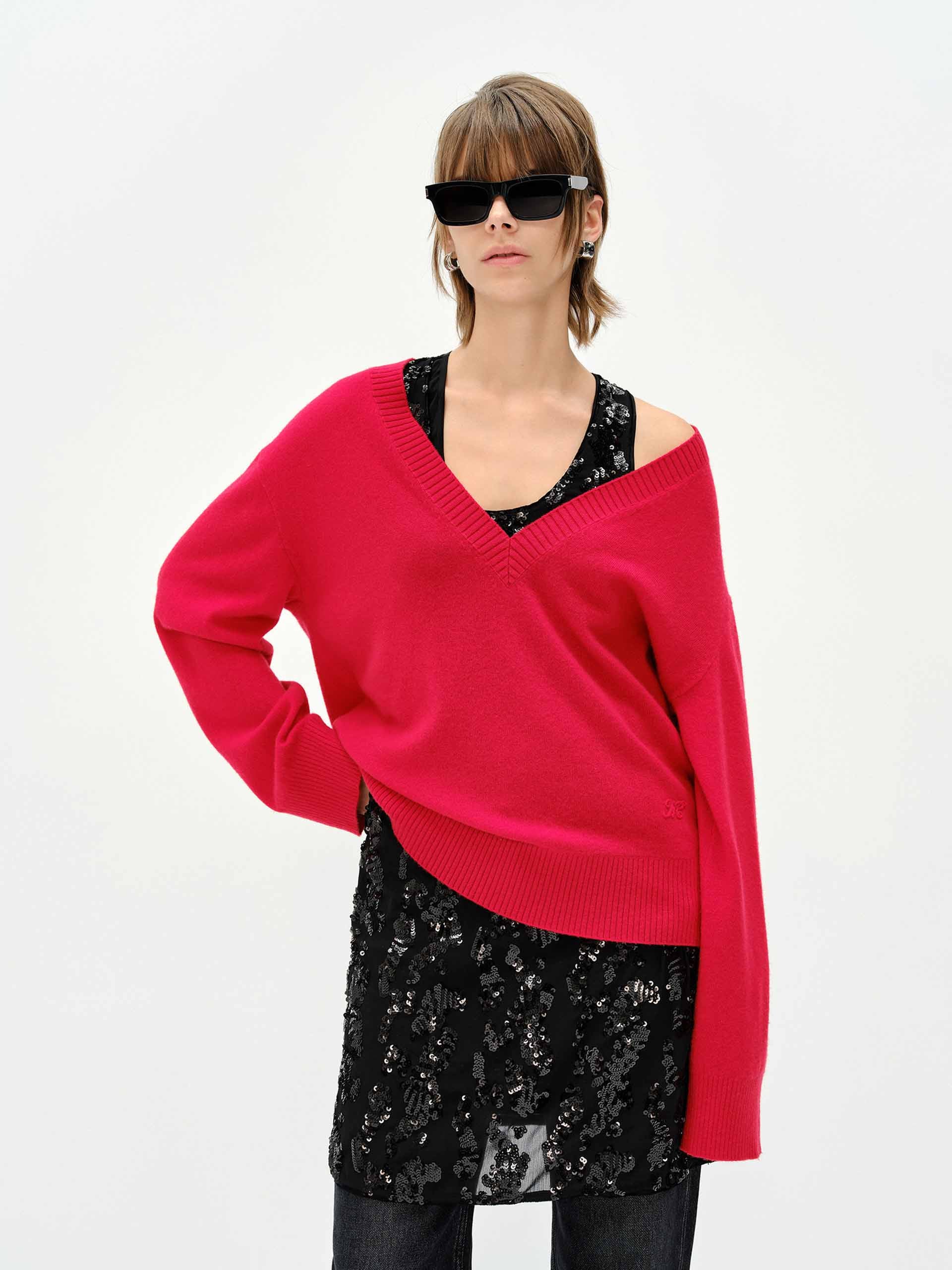 V-neck Loose Knit Sweater