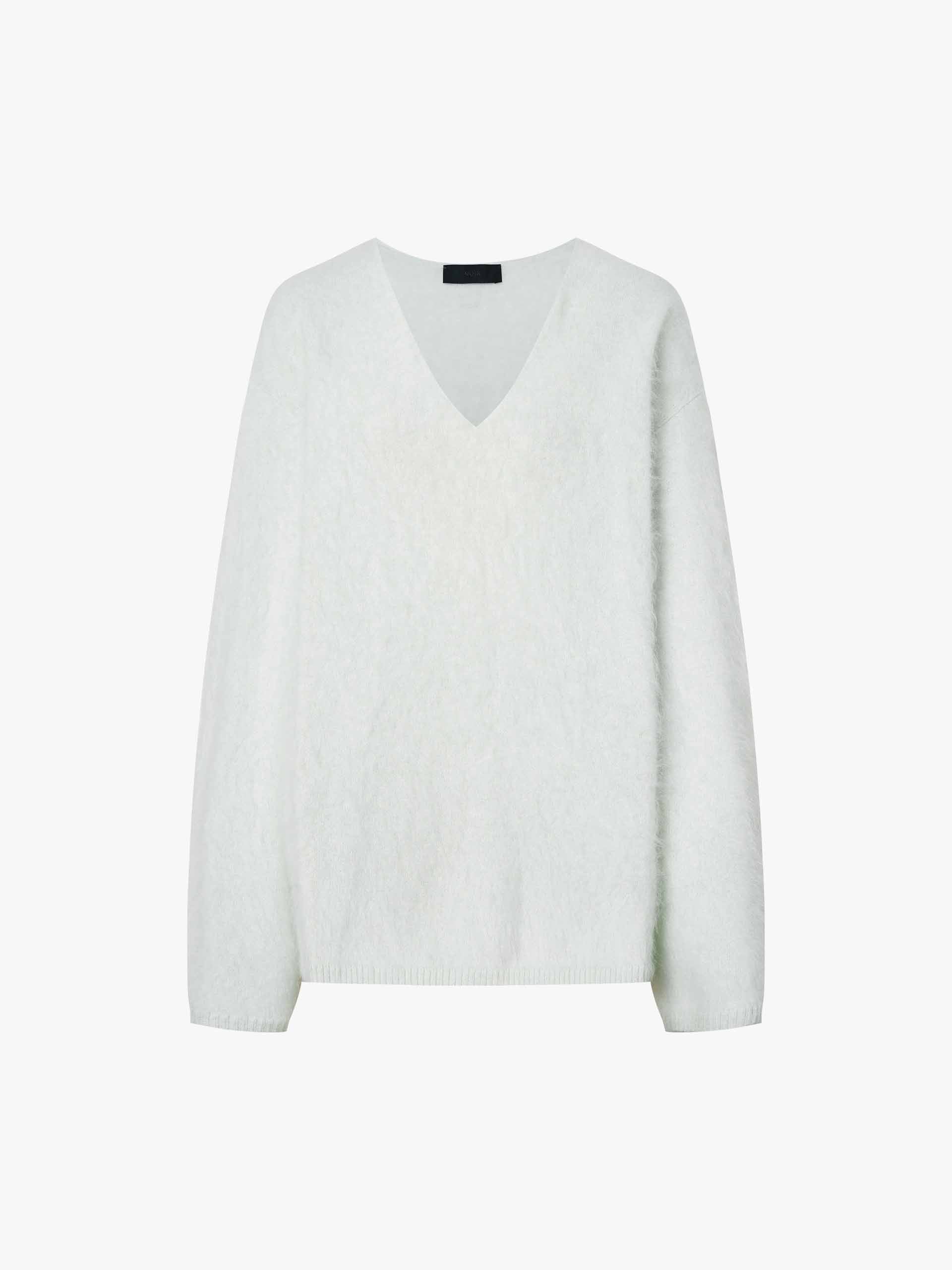 V-neck Mint Cashmere Sweater - Image 5