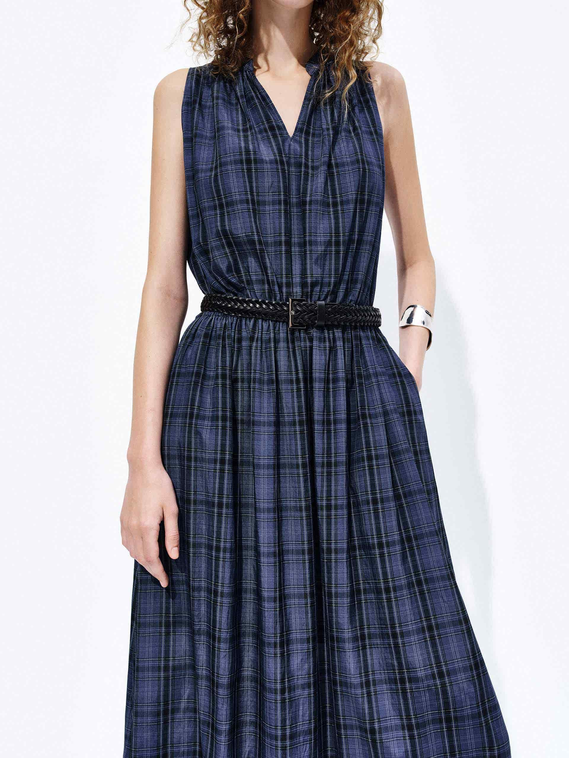 V-neck Plaid Maxi Dress - Image 8