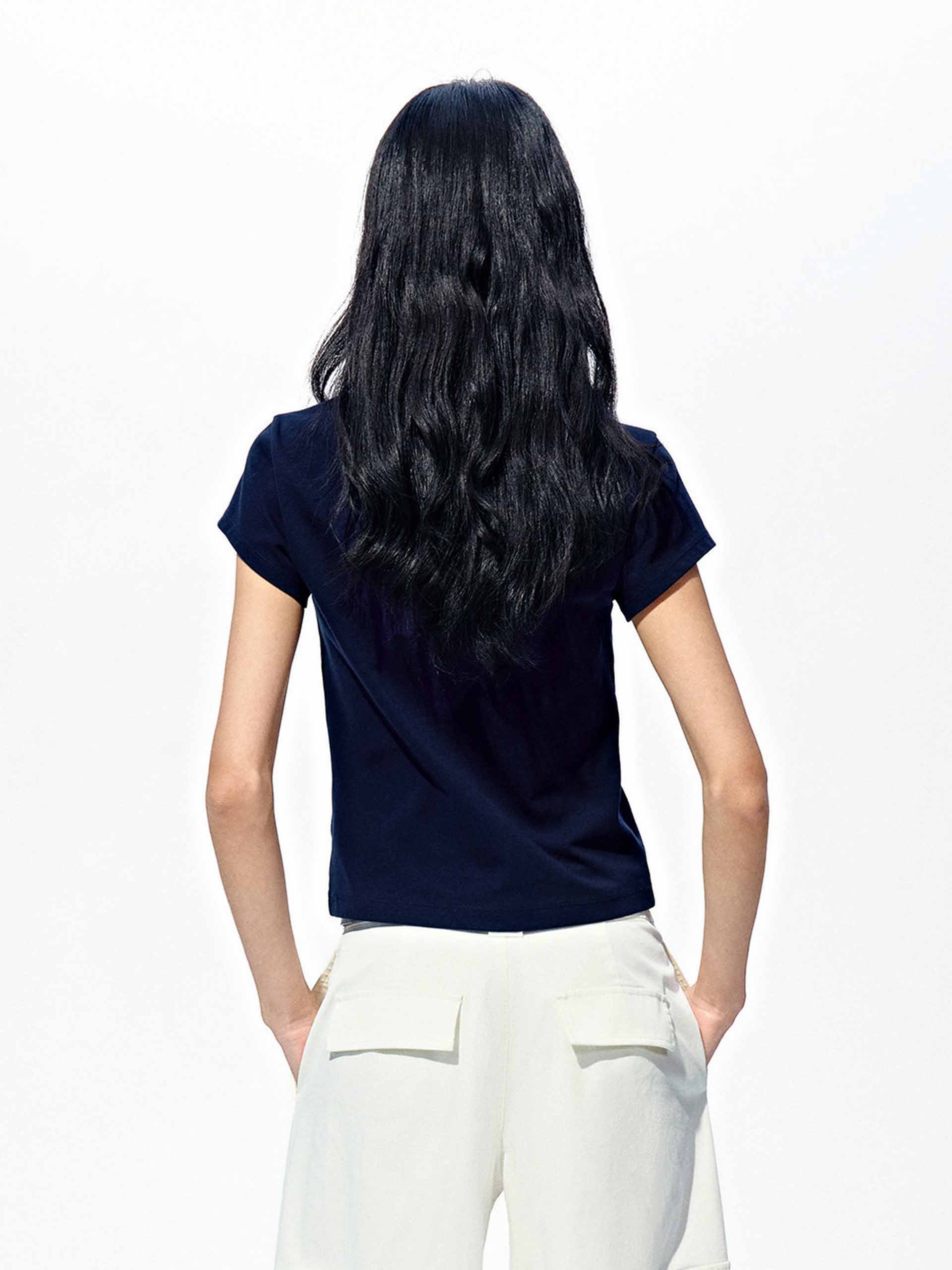 V-neck Printed Cotton T-Shirt - Image 6