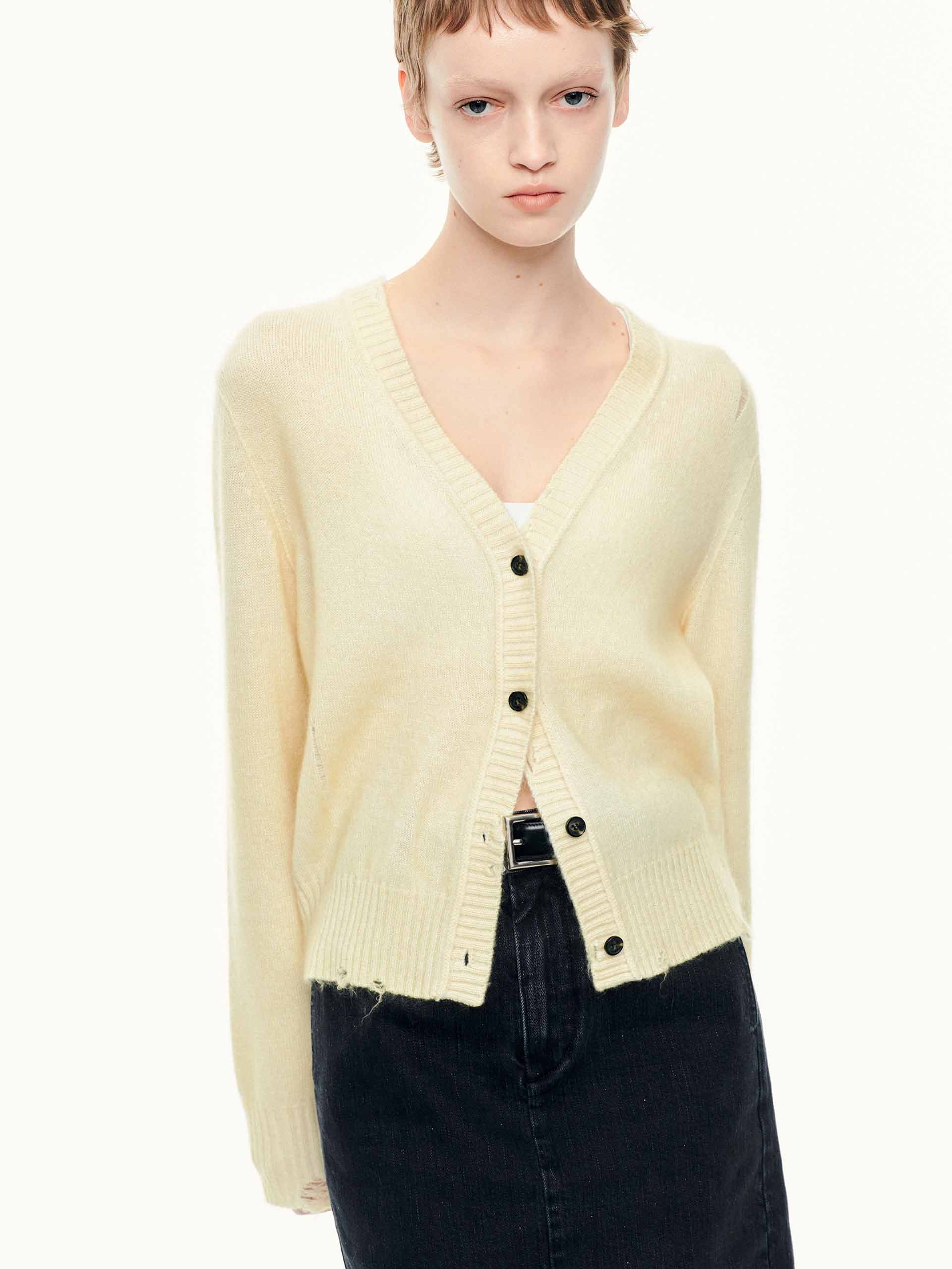 V-neck Ripped Cardigan - Image 8