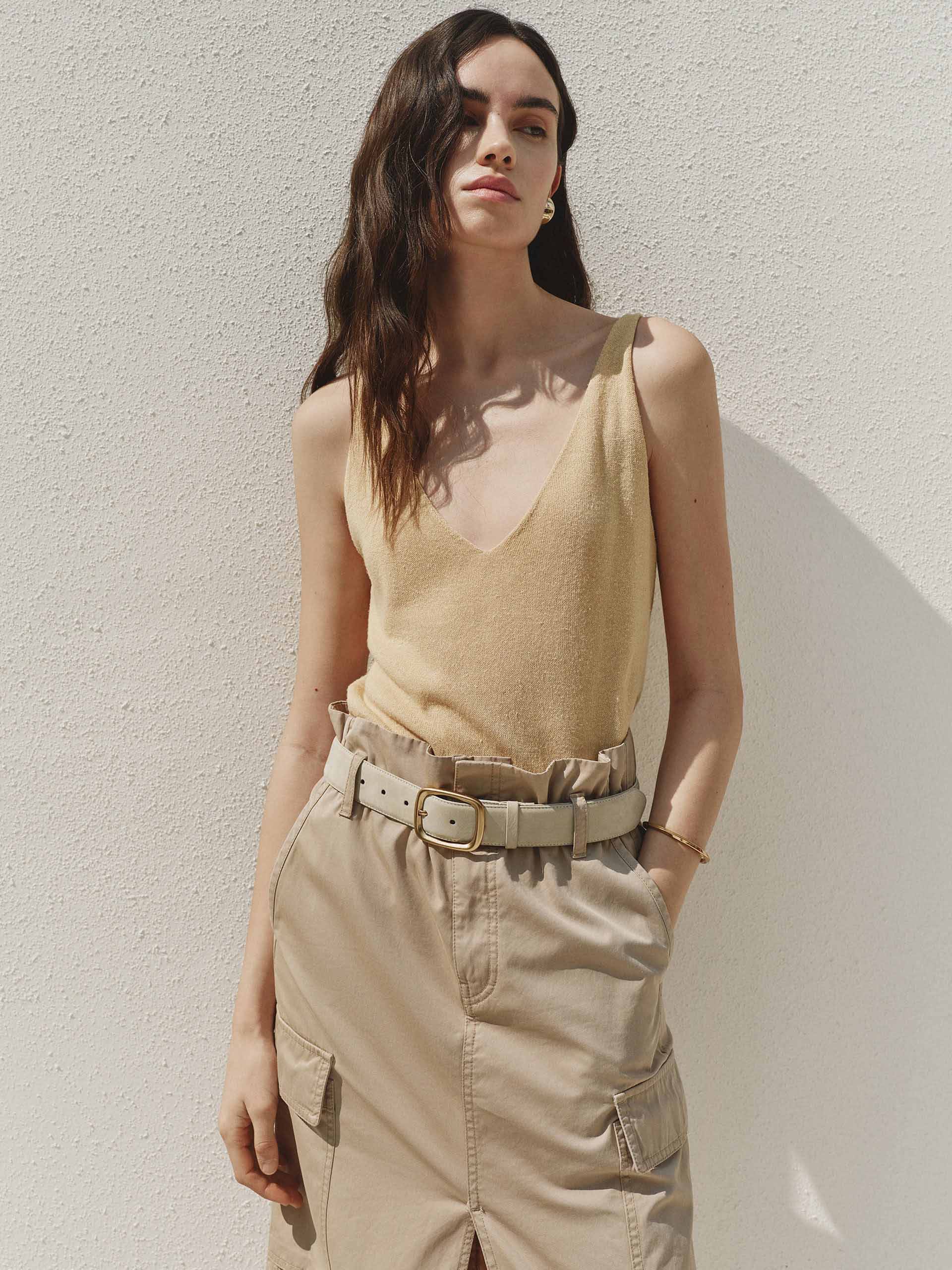 V-neck Strap Silk Tank Top