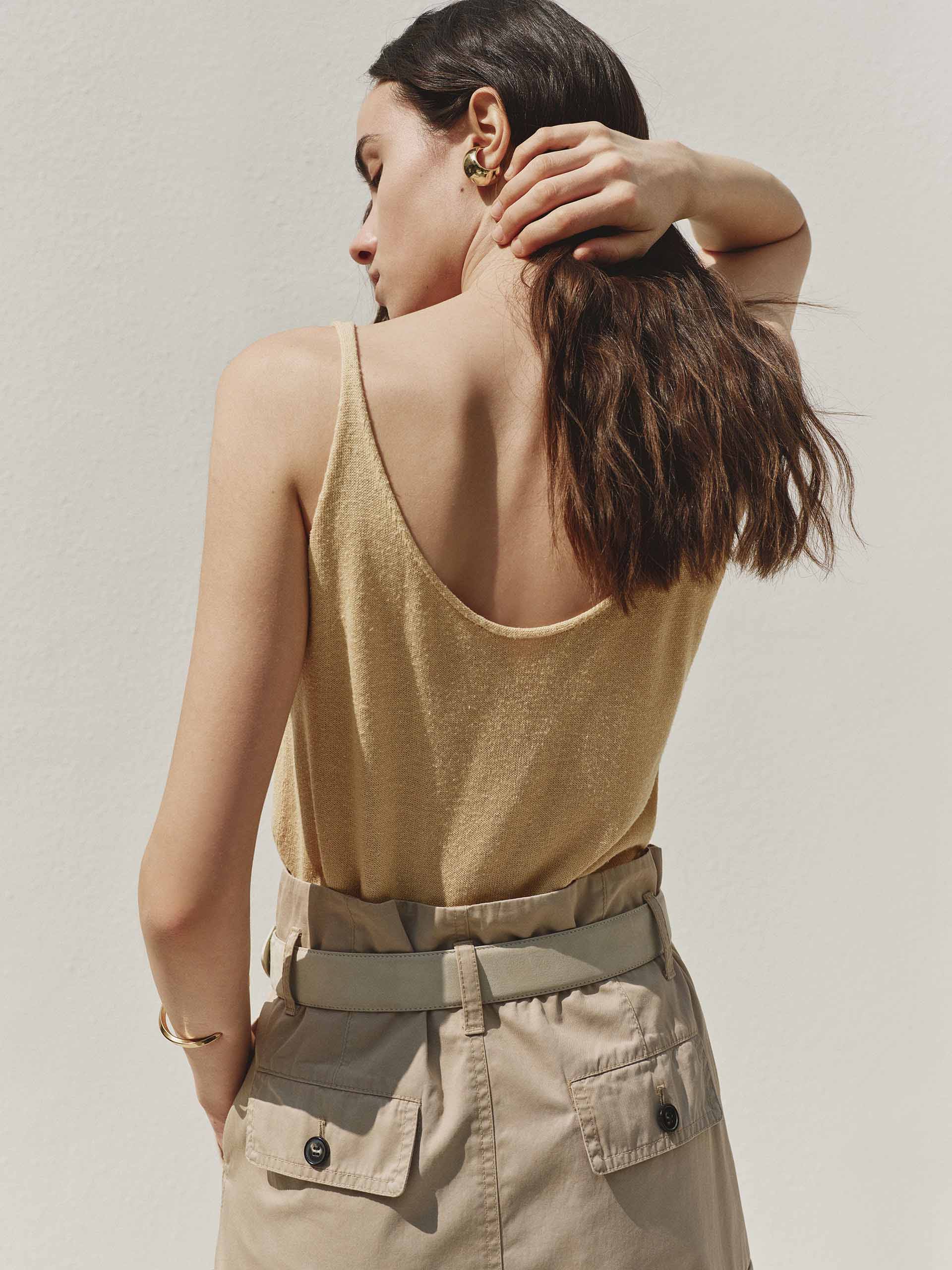 V-neck Strap Silk Tank Top - Image 3