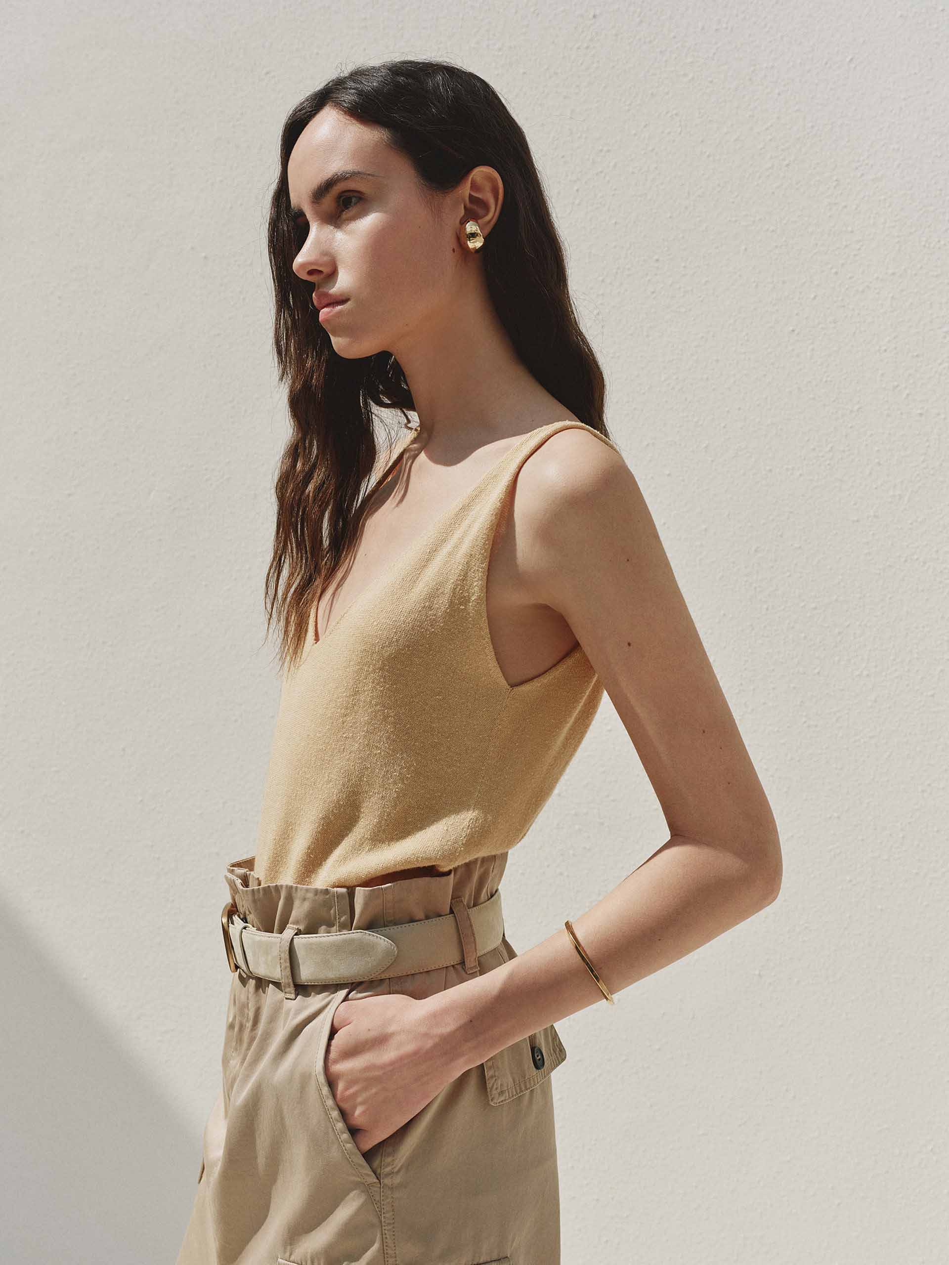 V-neck Strap Silk Tank Top - Image 6