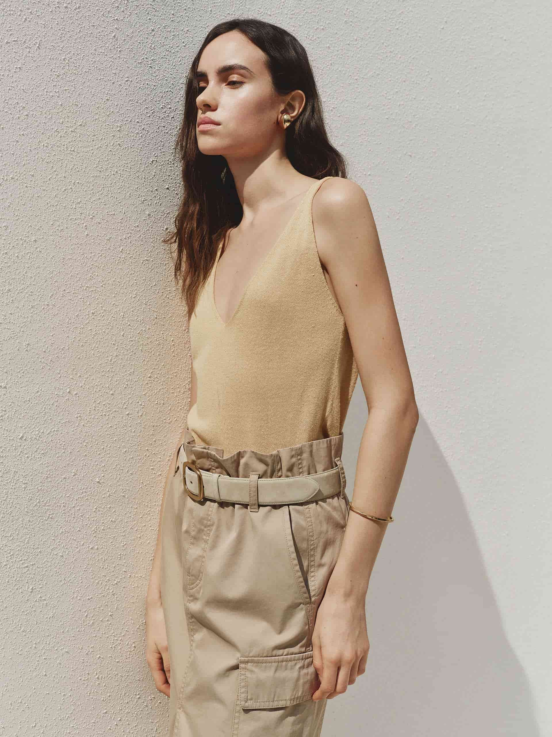 V-neck Strap Silk Tank Top - Image 8