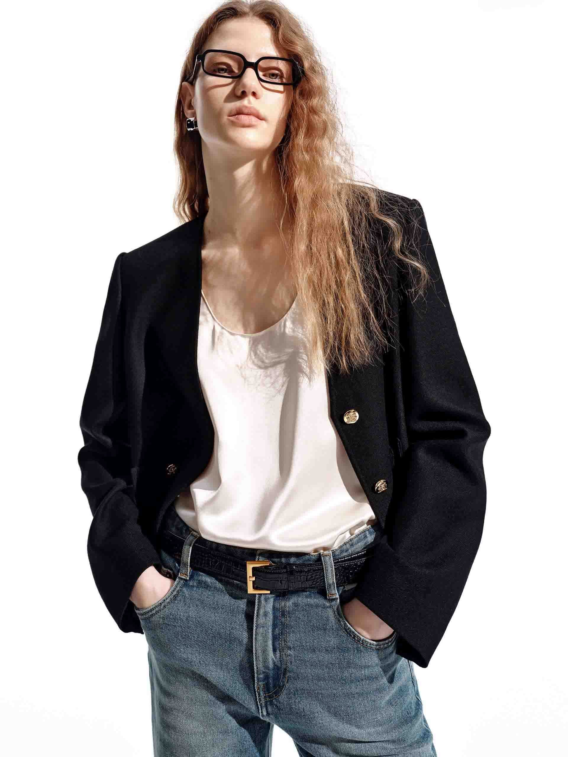 V-neck Wool Jacket