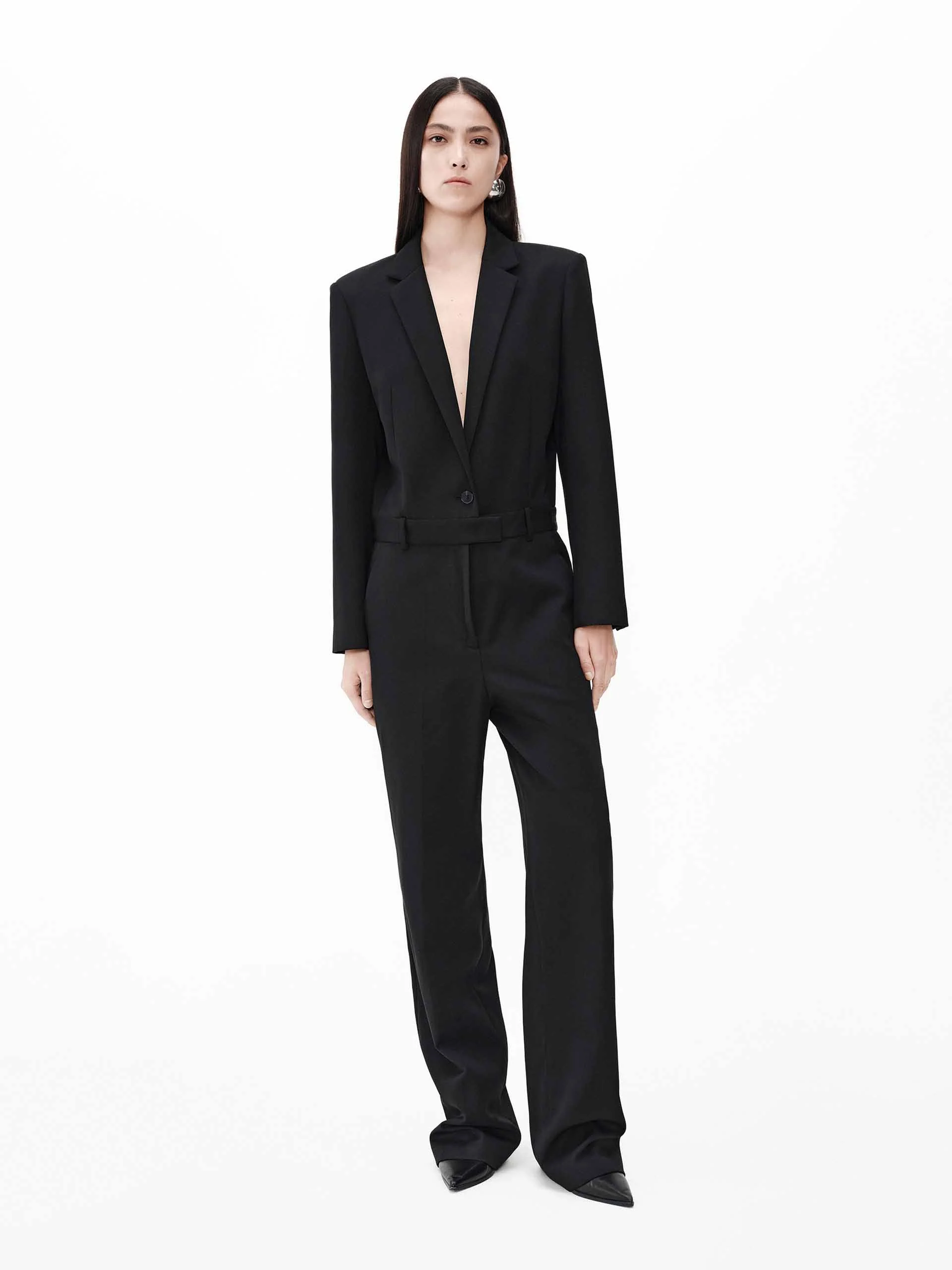 V-neck Wool Jumpsuit