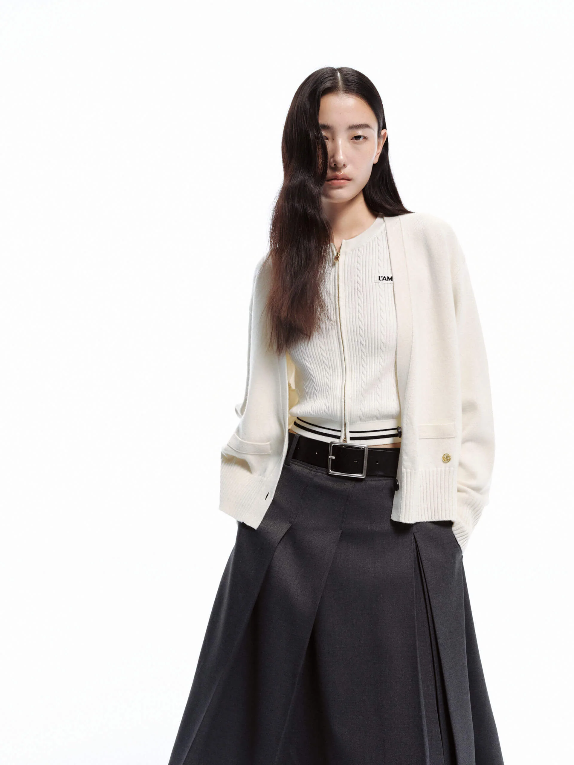 V-neck Wool Knit Cardigan - Image 17