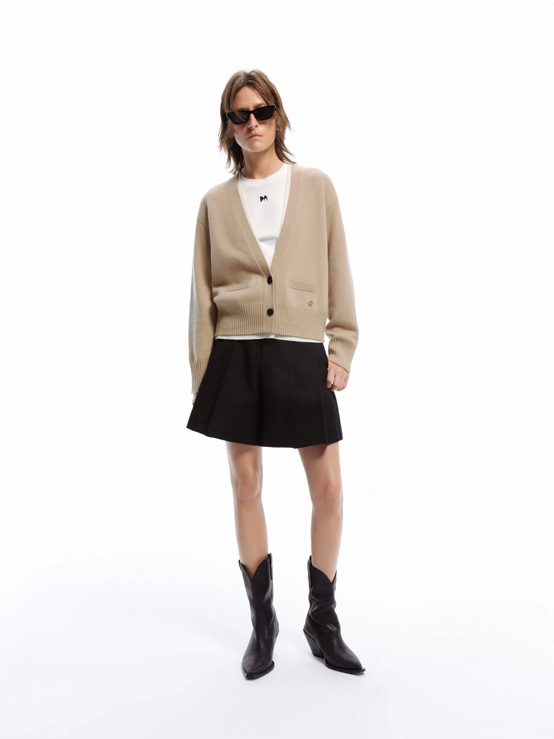 V-neck Wool Knit Cardigan - Image 2