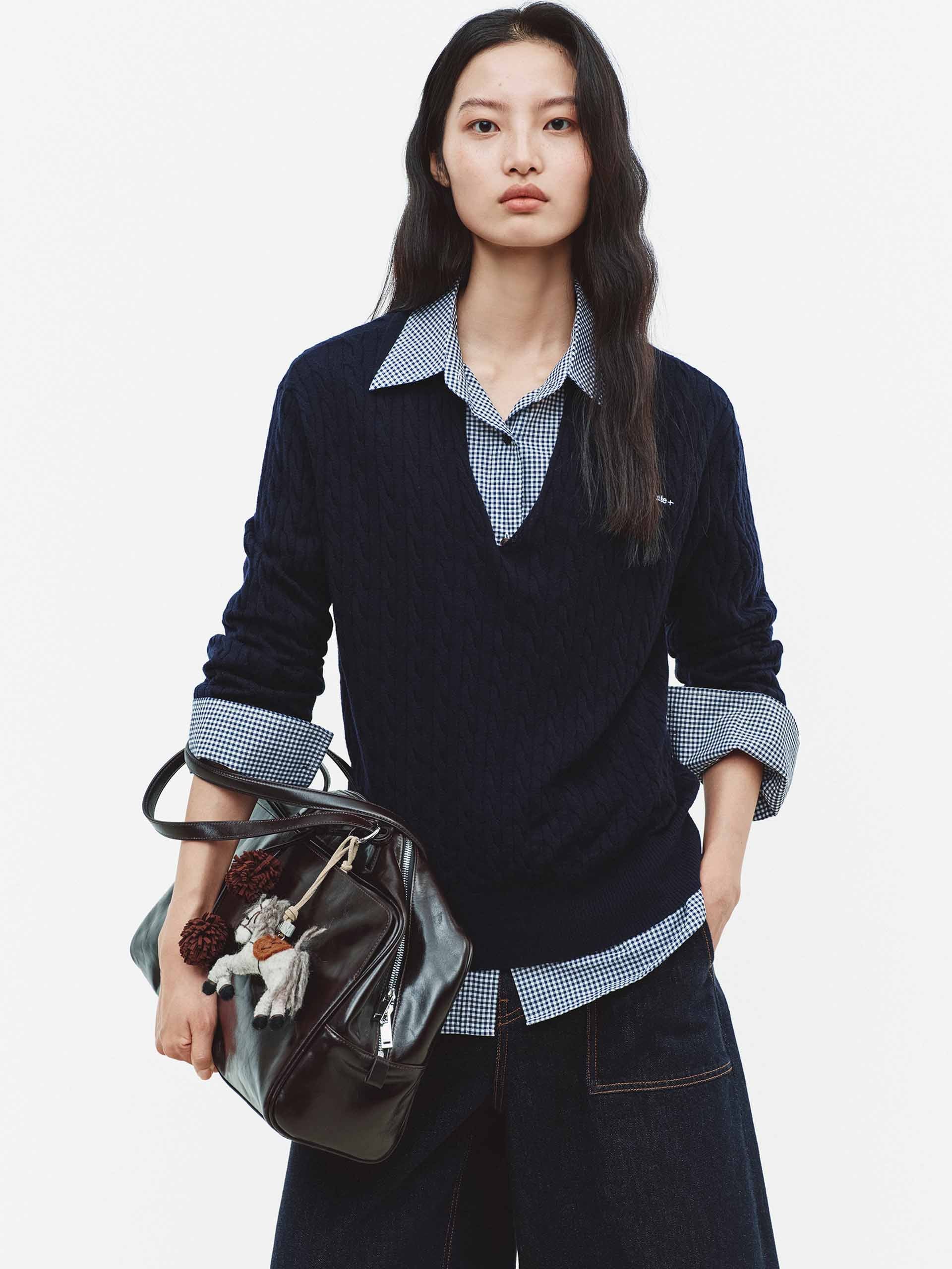 V-neck Wool Knit Sweater