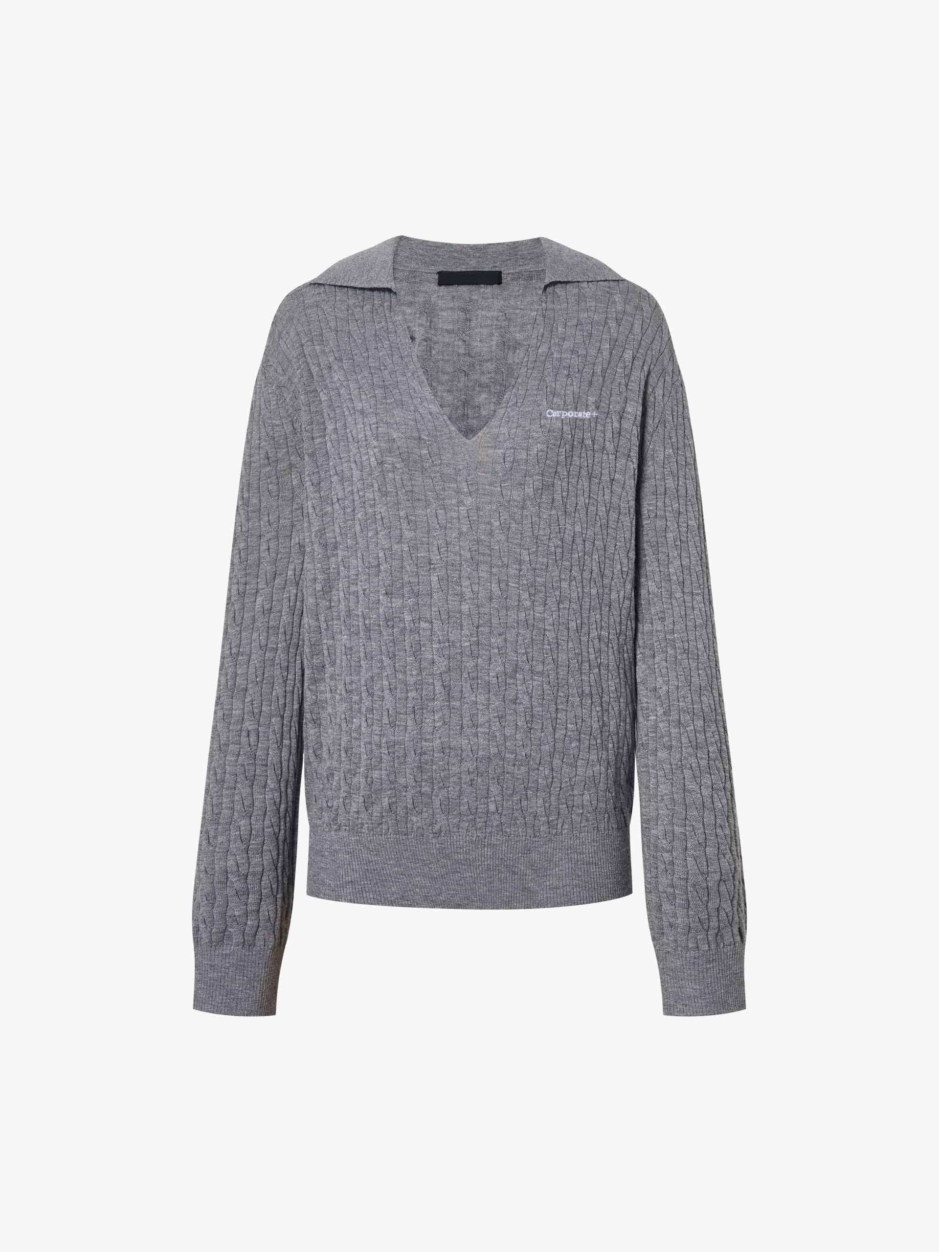 V-neck Wool Knit Sweater - Image 12