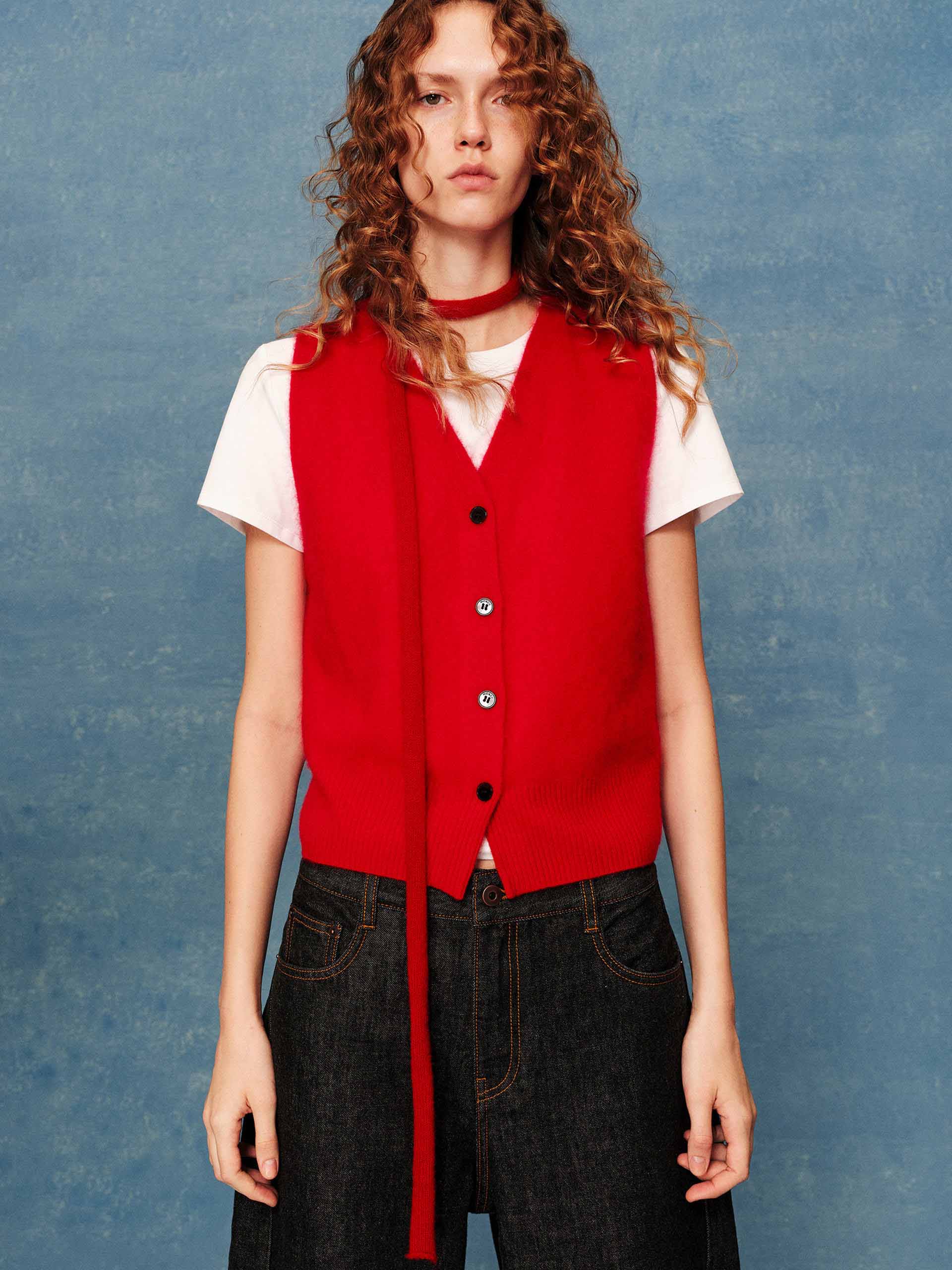 V-neck Wool Knit Vest