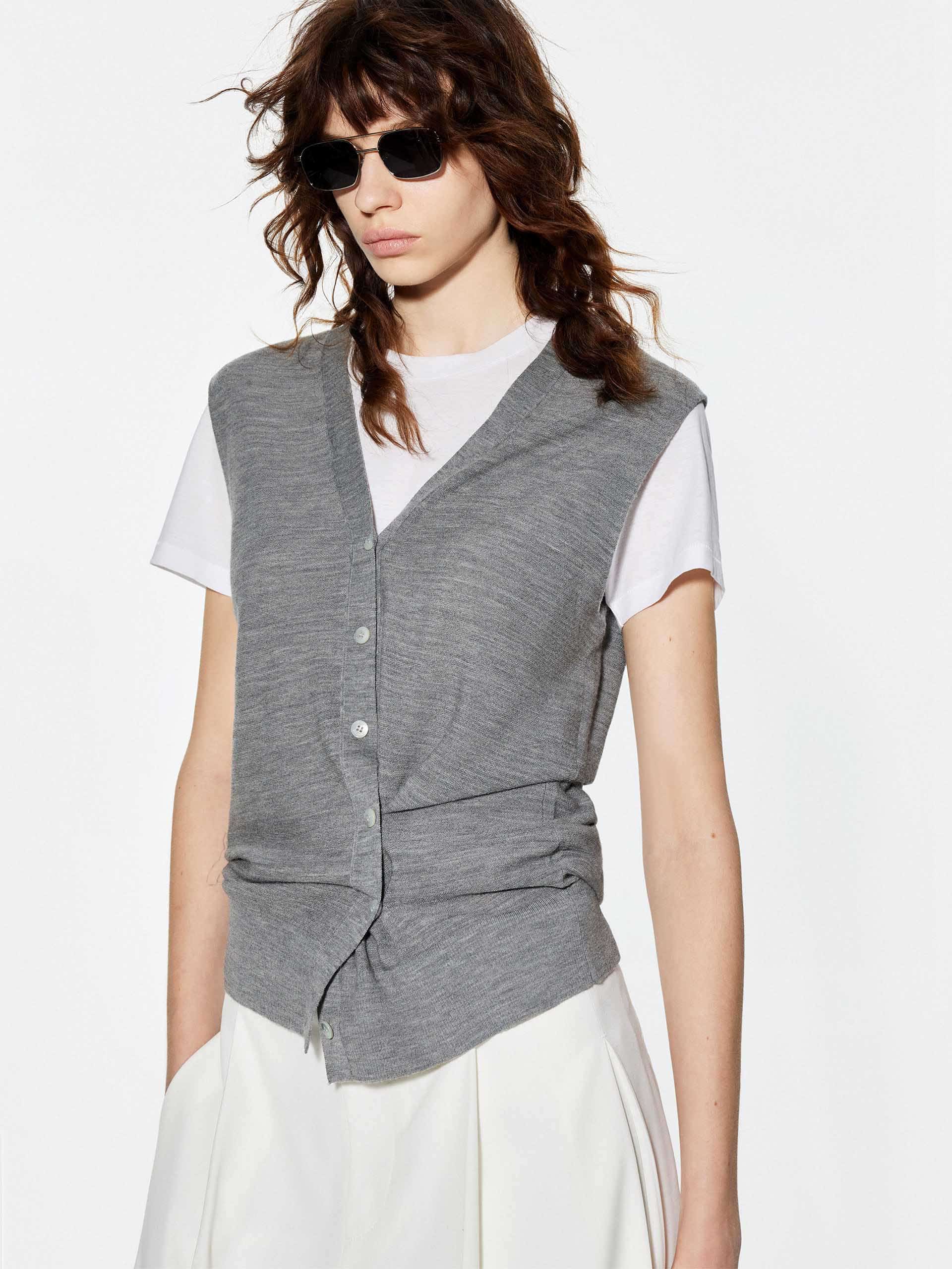 V-neck Wool Knitted Cardigan