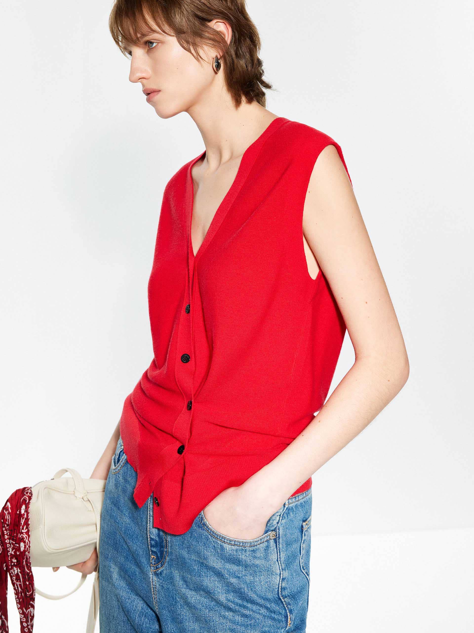 V-neck Wool Knitted Cardigan - Image 8