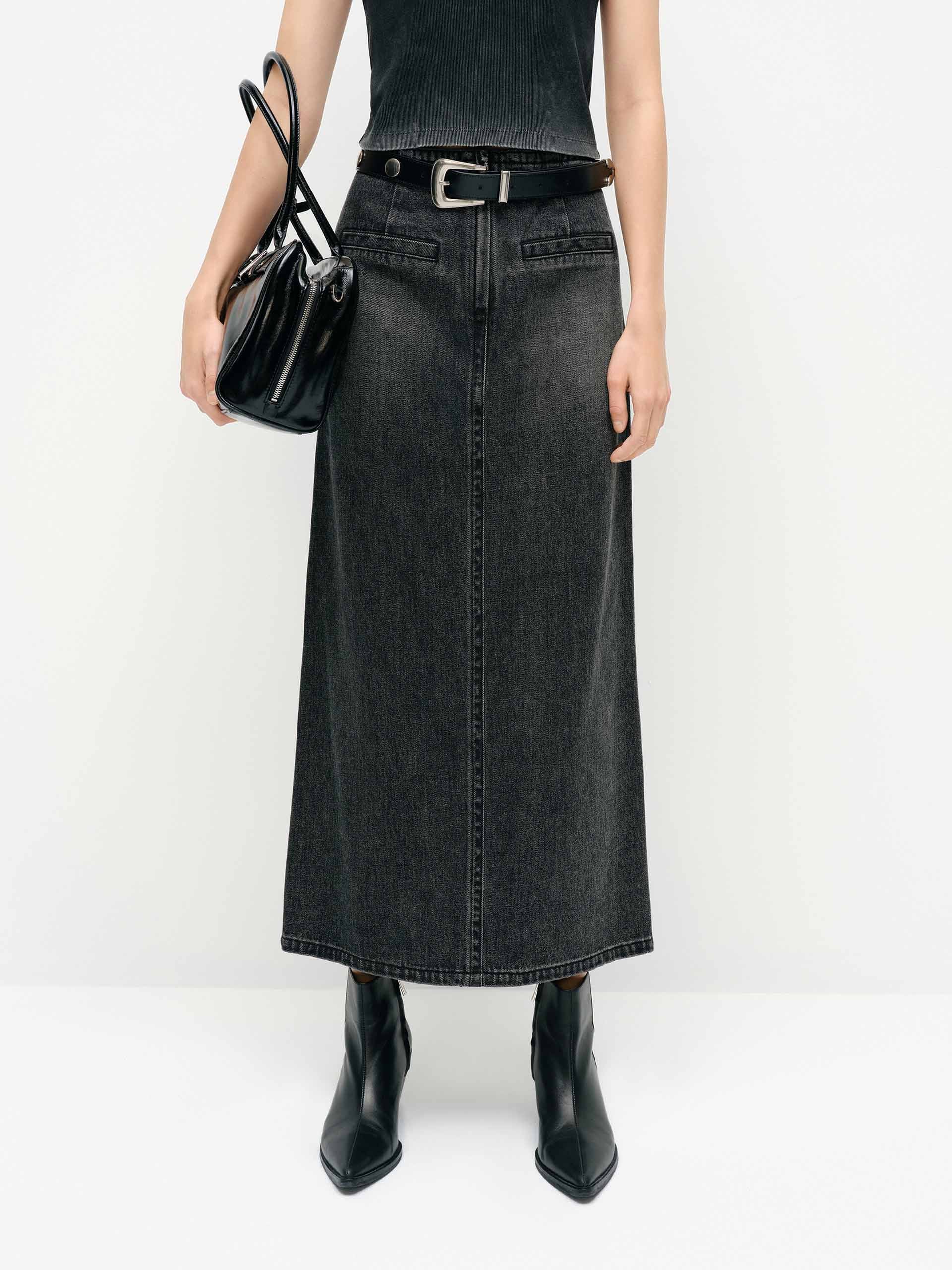 Vintage Straight Denim Skirt
