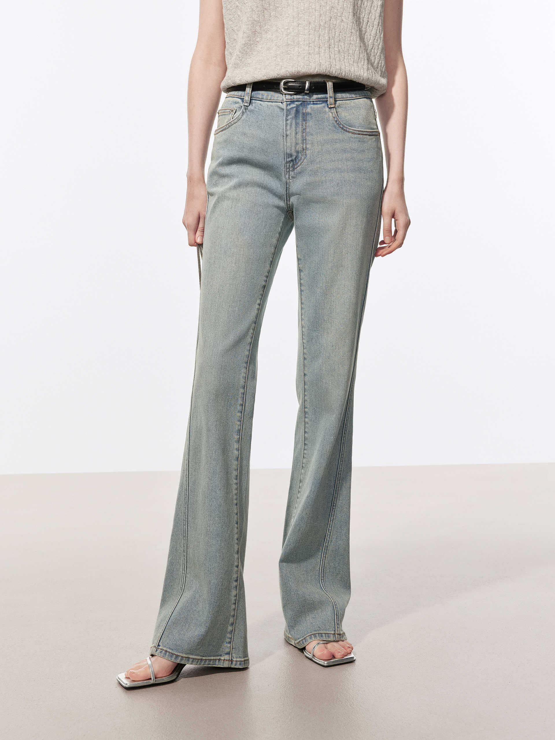Vintage Washed Flared Jeans