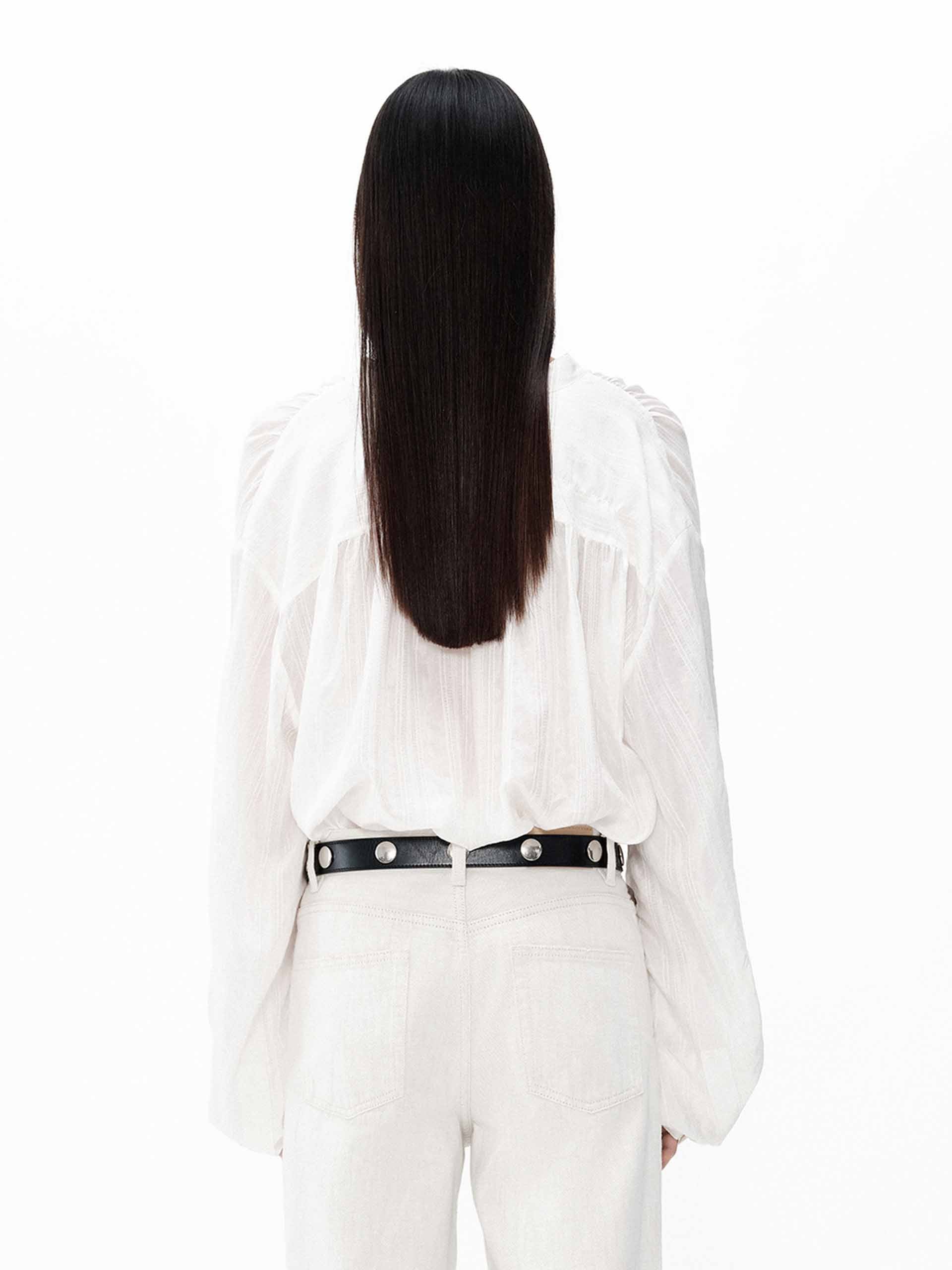 Volume Sleeve Tie Blouse - Image 3