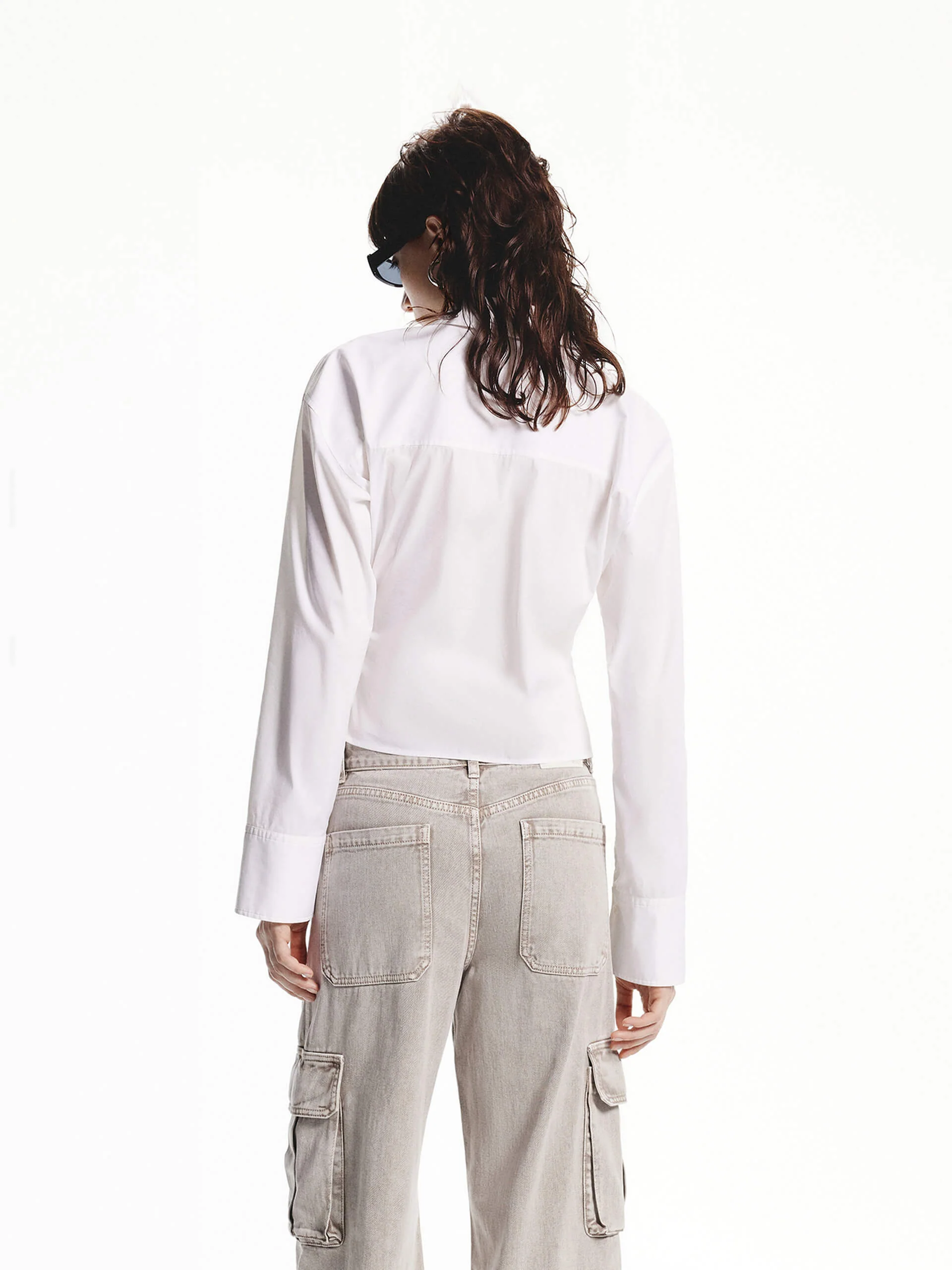 Waisted Tie Cropped Shirt - Image 3