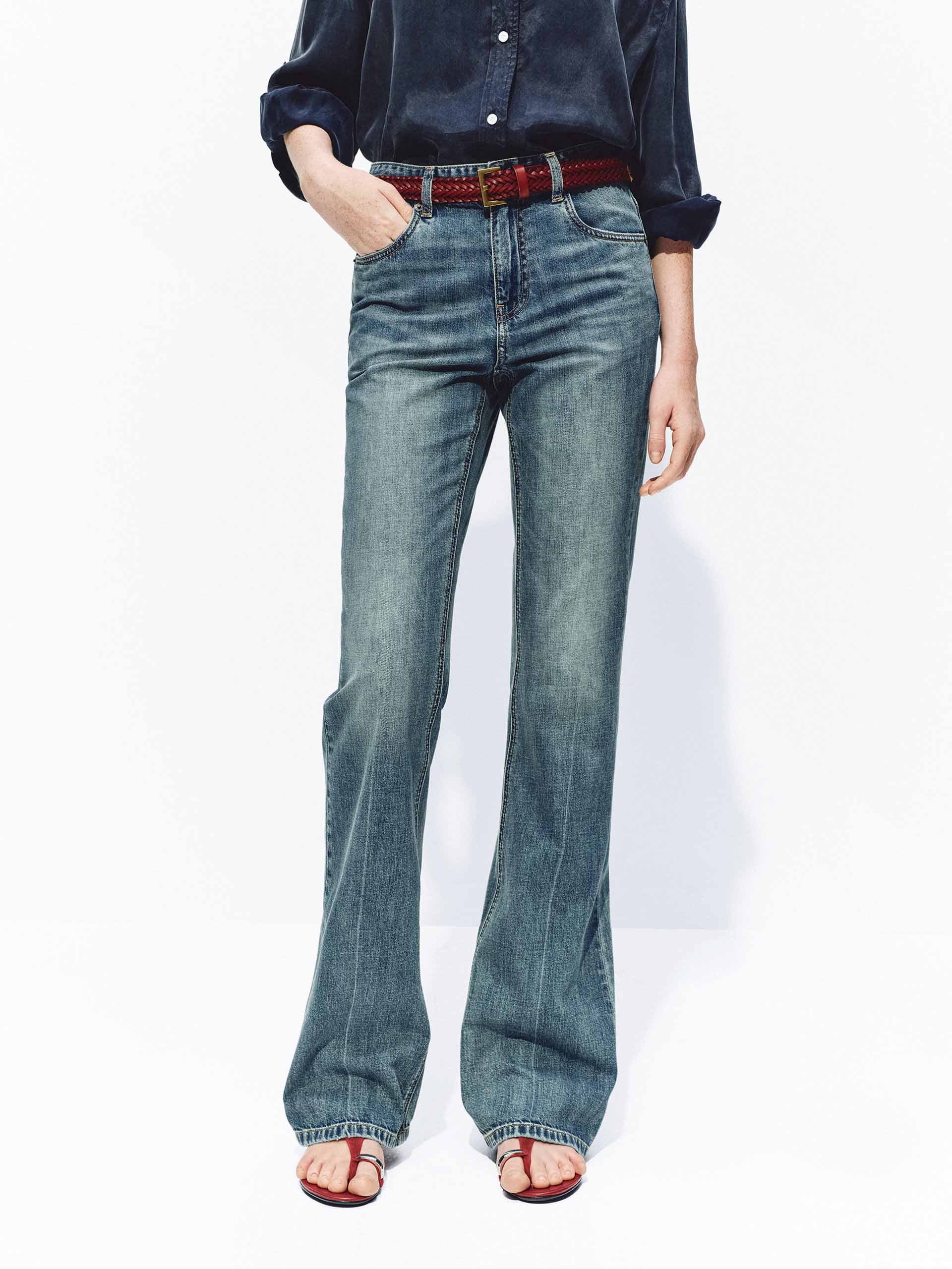 Washed Blue Straight Leg Jeans